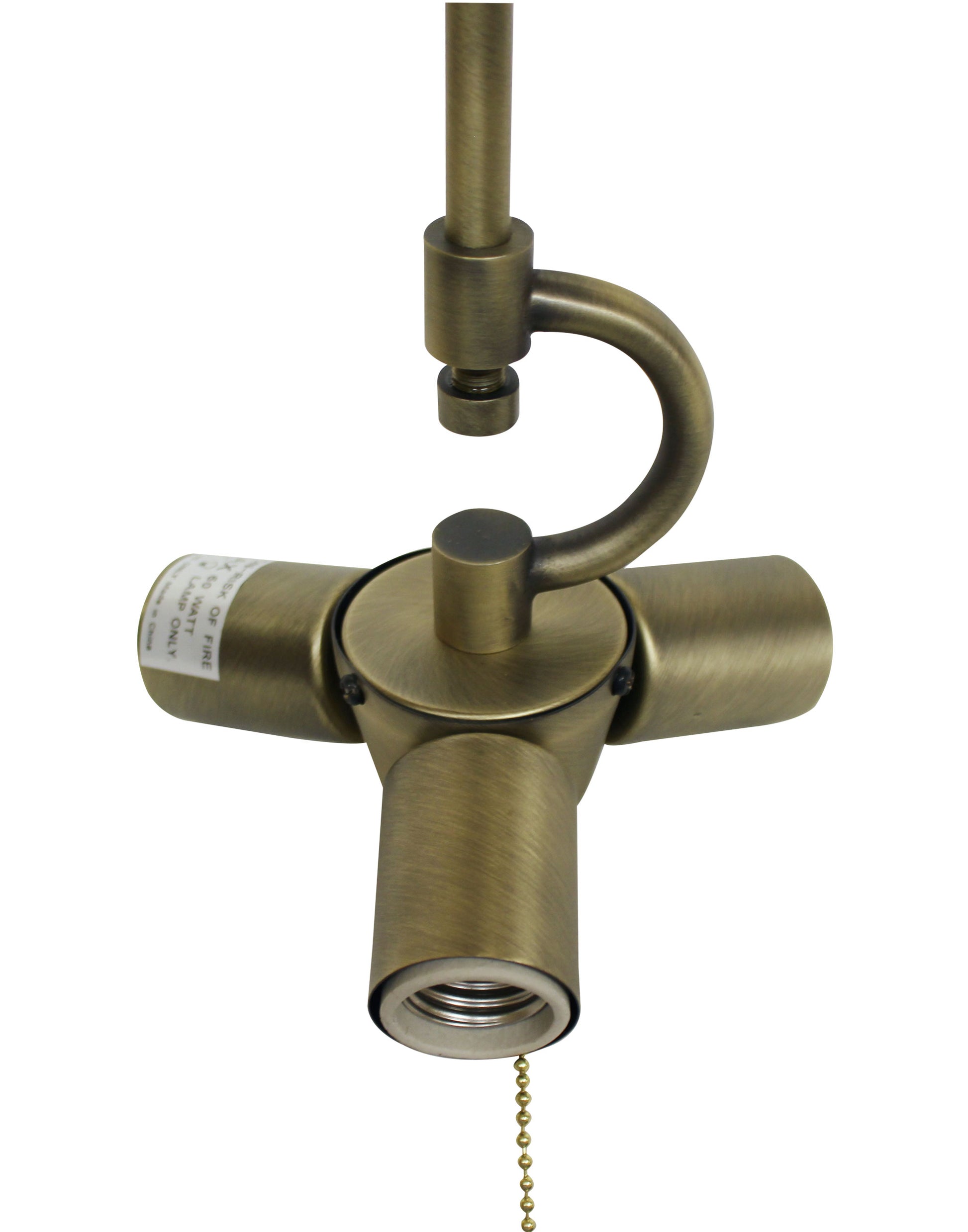 Antique brass triple socket lamp harp adapter with pull chain for DIY lighting projects