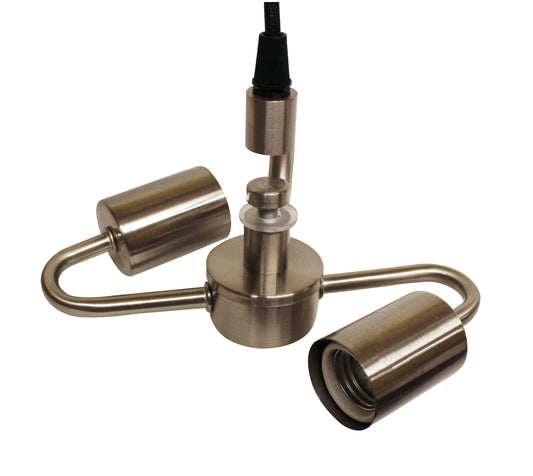 Brushed nickel triple pendant light cluster with adjustable arms