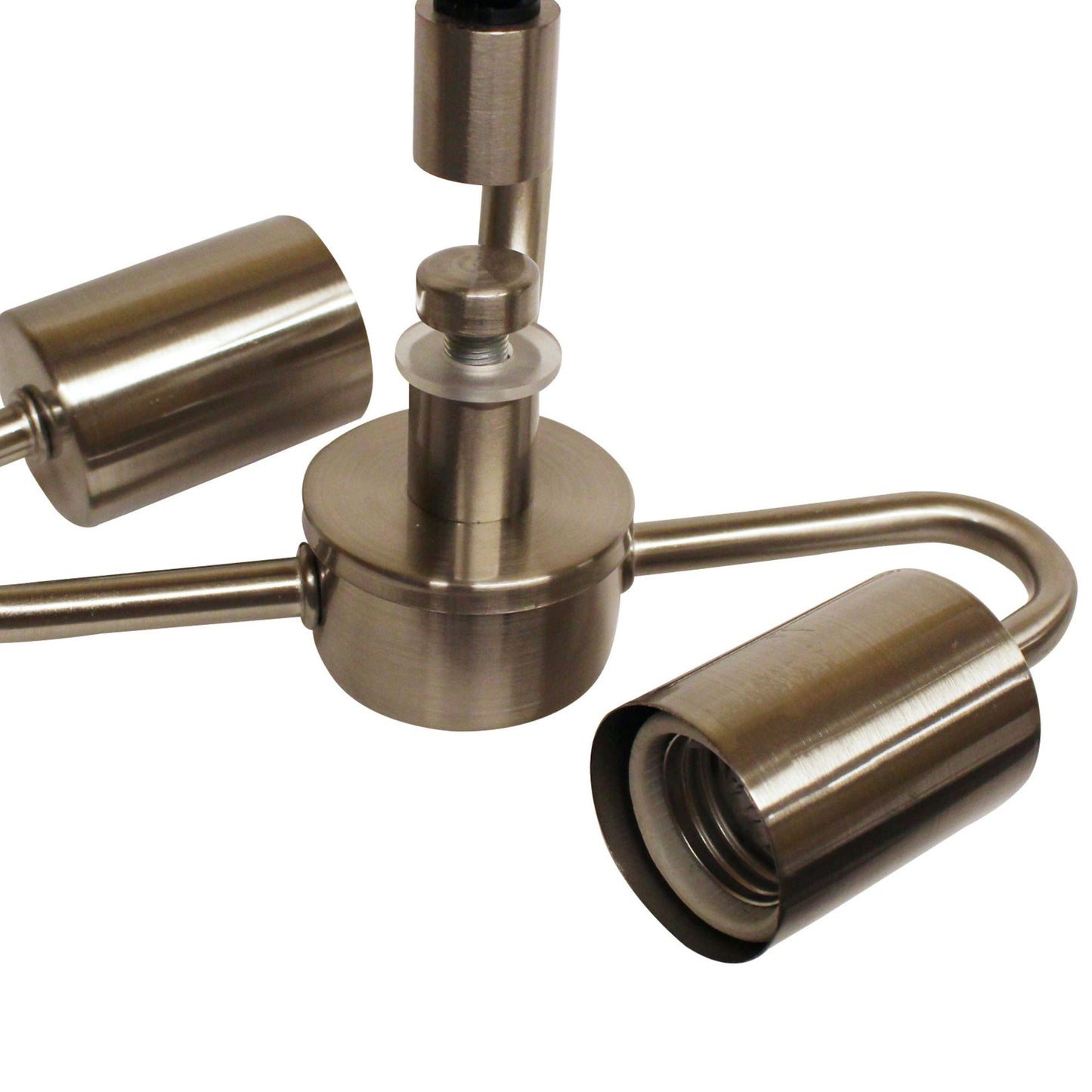 Brushed nickel finish on a contemporary track lighting fixture head