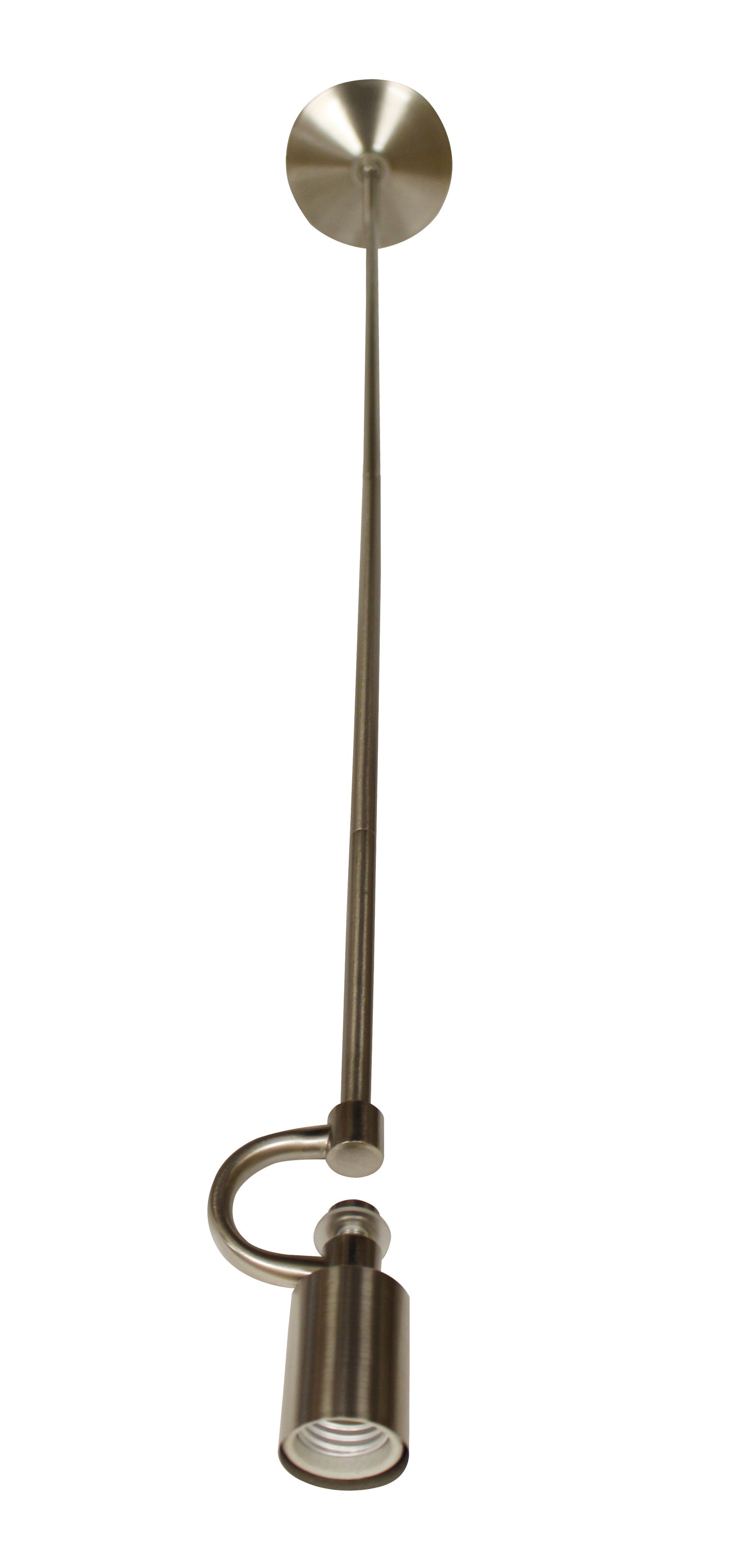Sleek brushed nickel pendant light with adjustable arm for task lighting