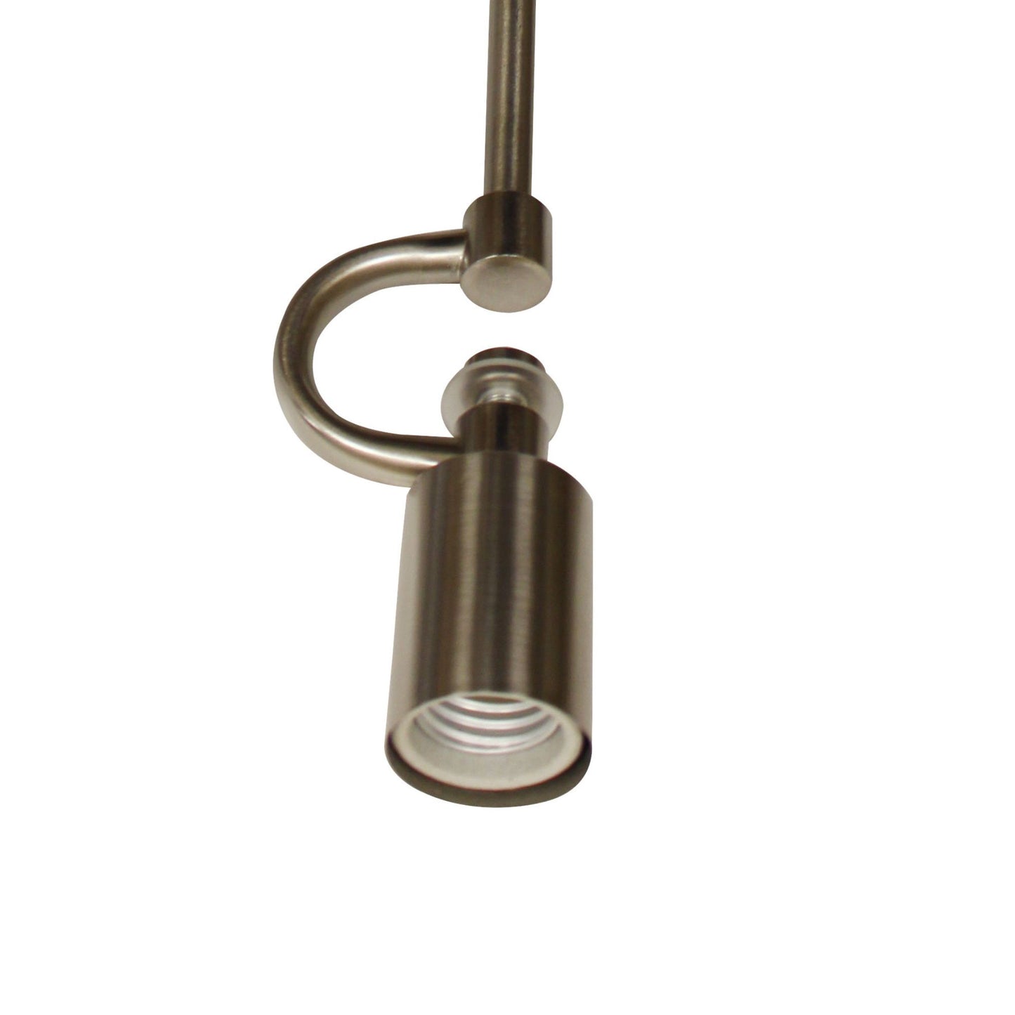 Brushed nickel pendant light socket with curved arm for modern ceiling fixtures