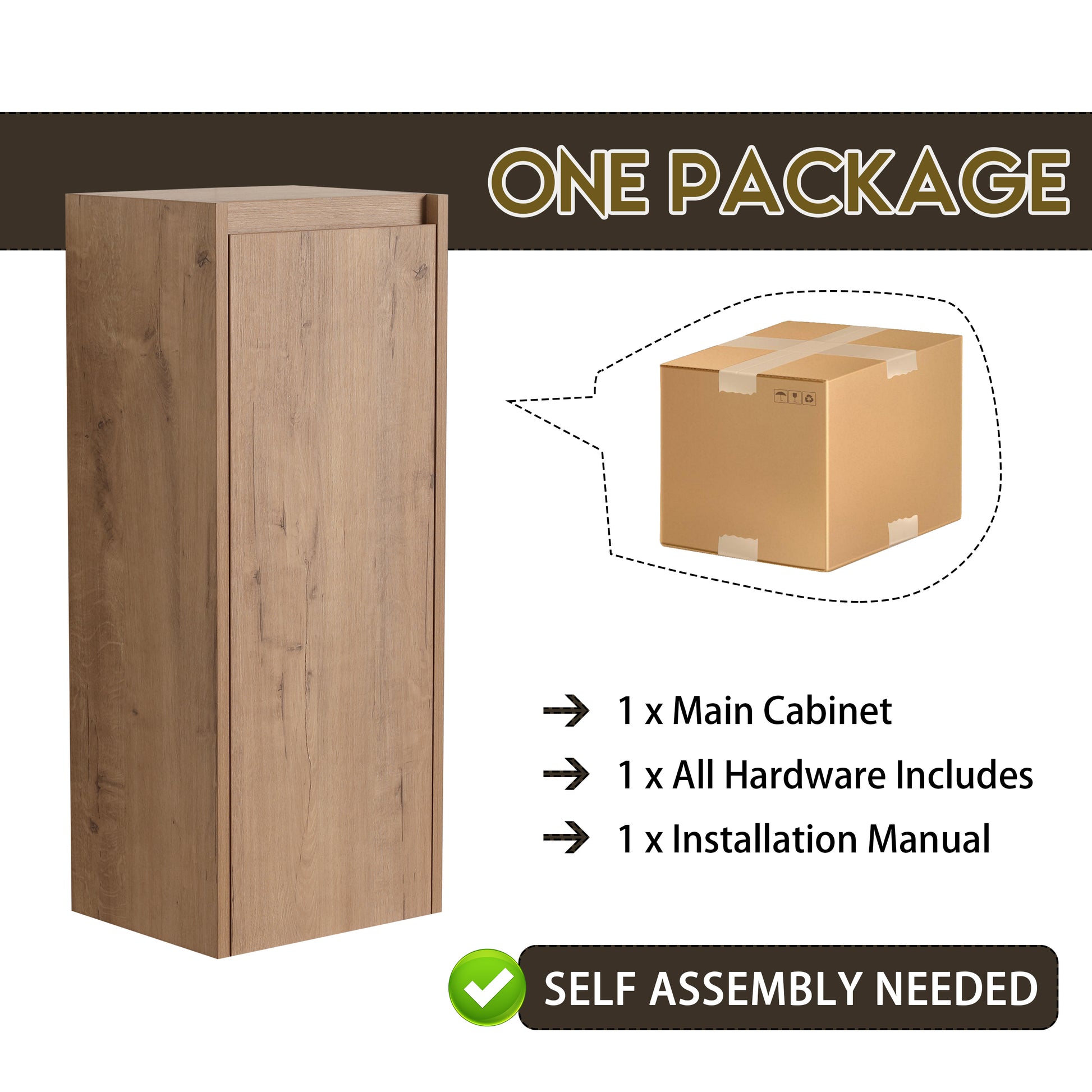 Tall narrow oakeffect cabinet ideal for small spaces