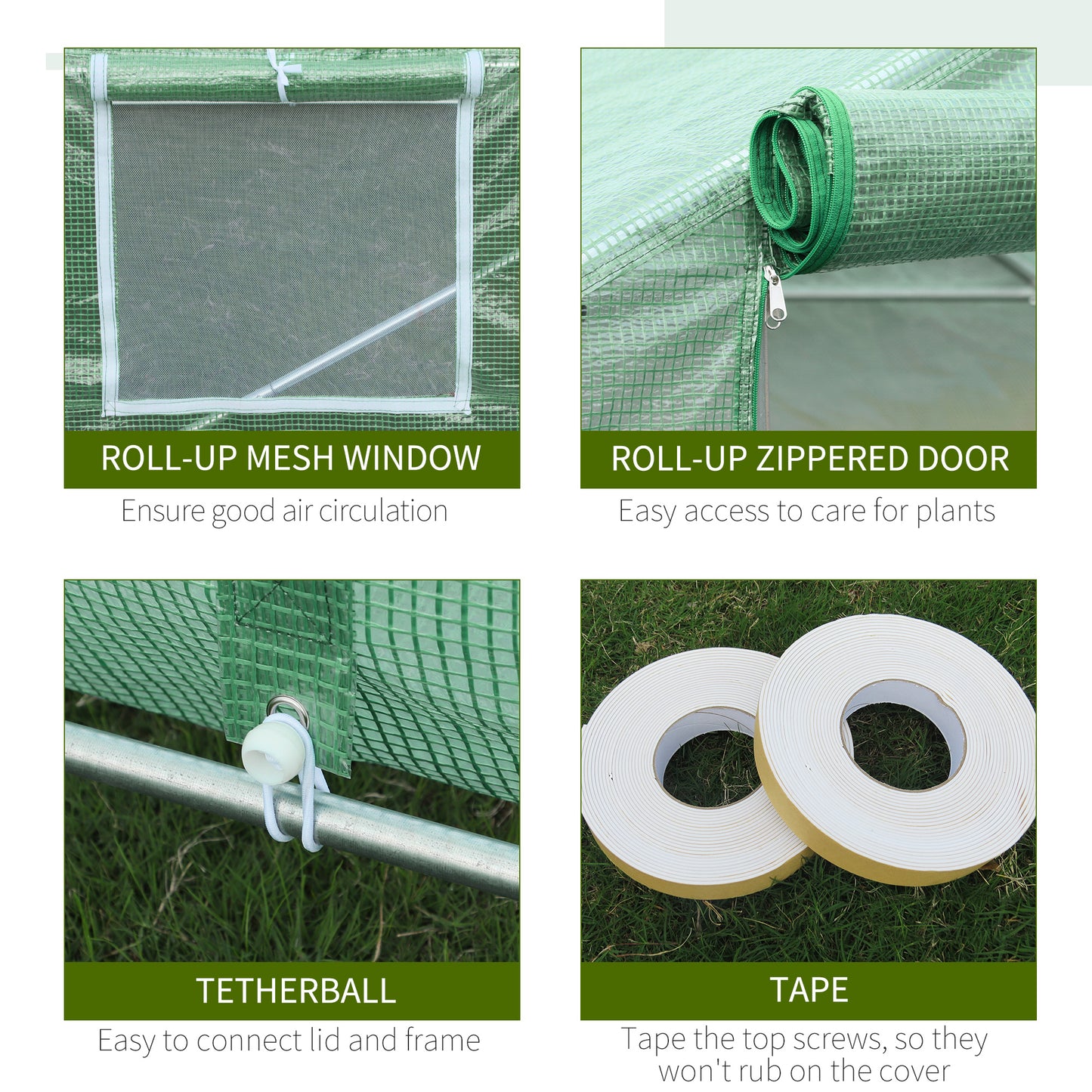 Green mesh greenhouse rollup window for garden ventilation