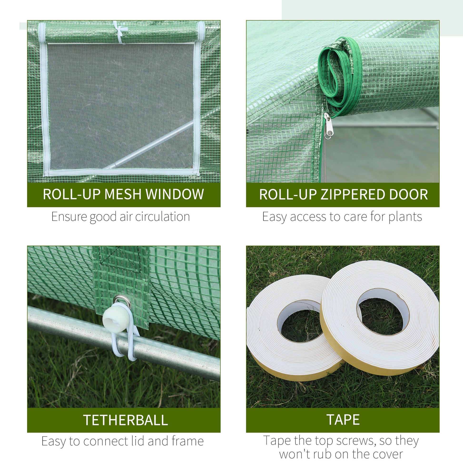 Green mesh greenhouse rollup window for garden ventilation