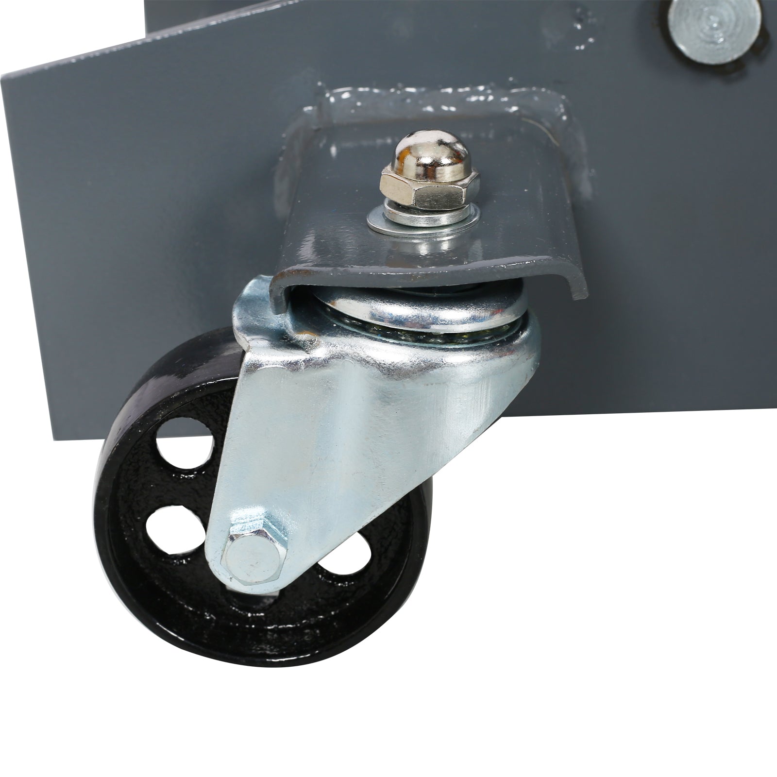 Heavyduty gray steel caster wheel assembly with black iron wheel