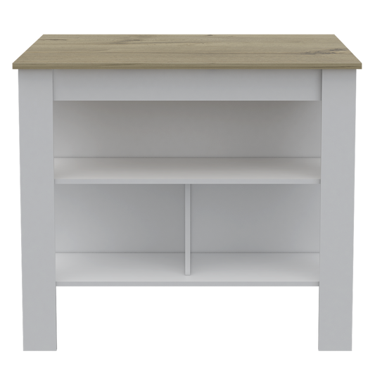 White and oak wood small bookcase with two shelves