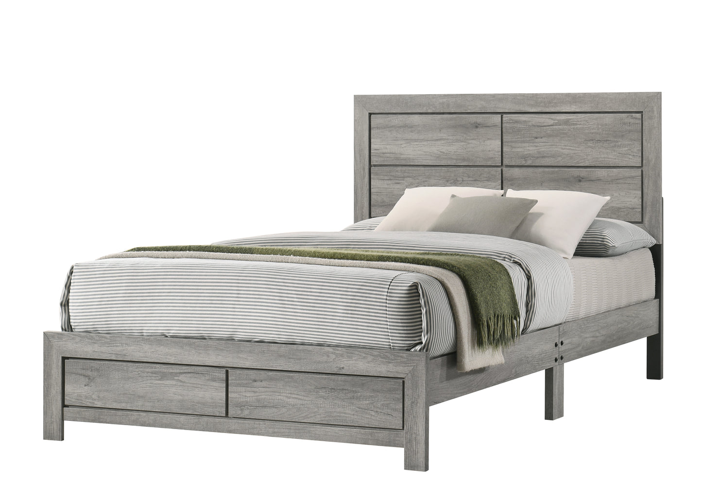 TREATLIFE HOME Queen Bed Frame with Quad and Double Panel Design, Complete Set in Gray