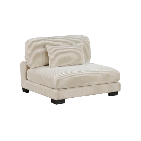 TREATLIFE HOME Modern Modular Armless Chair with Plush Corduroy Fabric Upholstery, Beige, Configurable Seating for Living Room