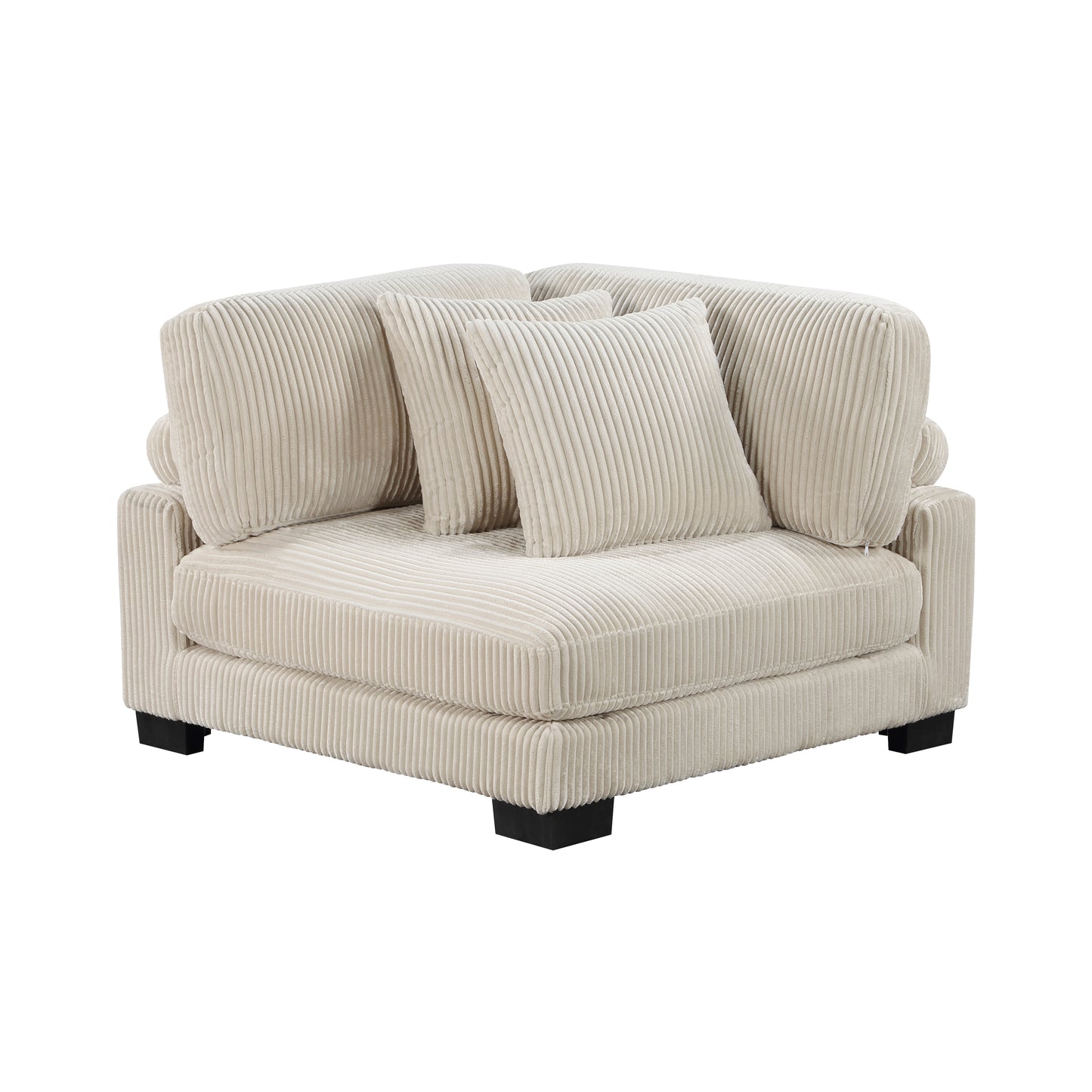 TREATLIFE HOME Modular Corner Seat with Plush Beige Corduroy Fabric Upholstery, Adjustable Backrest, Includes Matching Pillows