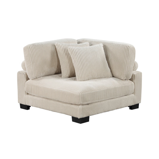 TREATLIFE HOME Modular Corner Seat with Plush Beige Corduroy Fabric Upholstery, Adjustable Backrest, Includes Matching Pillows
