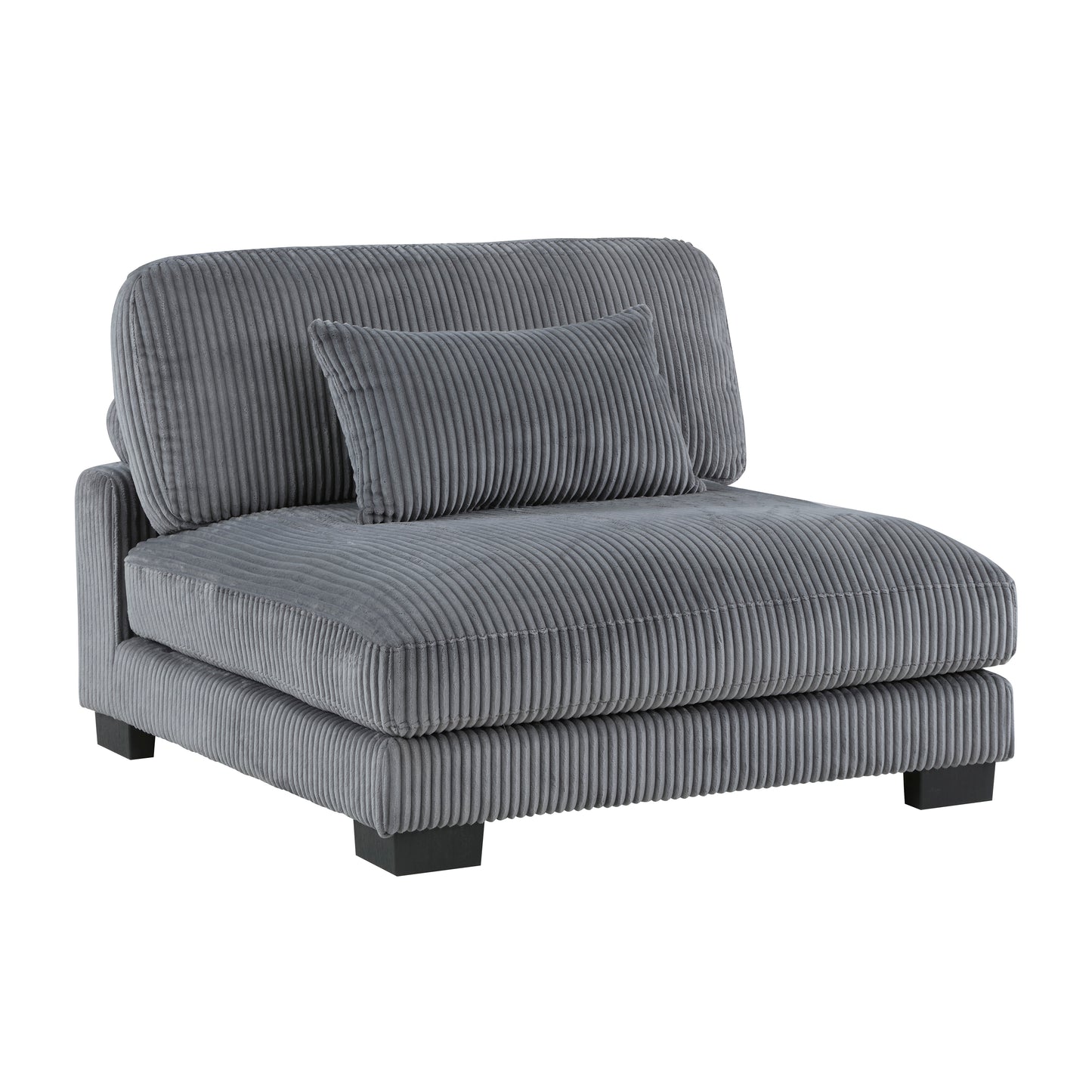 TREATLIFE HOME Modular Armless Chair with Plush Gray Corduroy Fabric Upholstery and Matching Lumbar Pillow, Modern Living Room Furniture