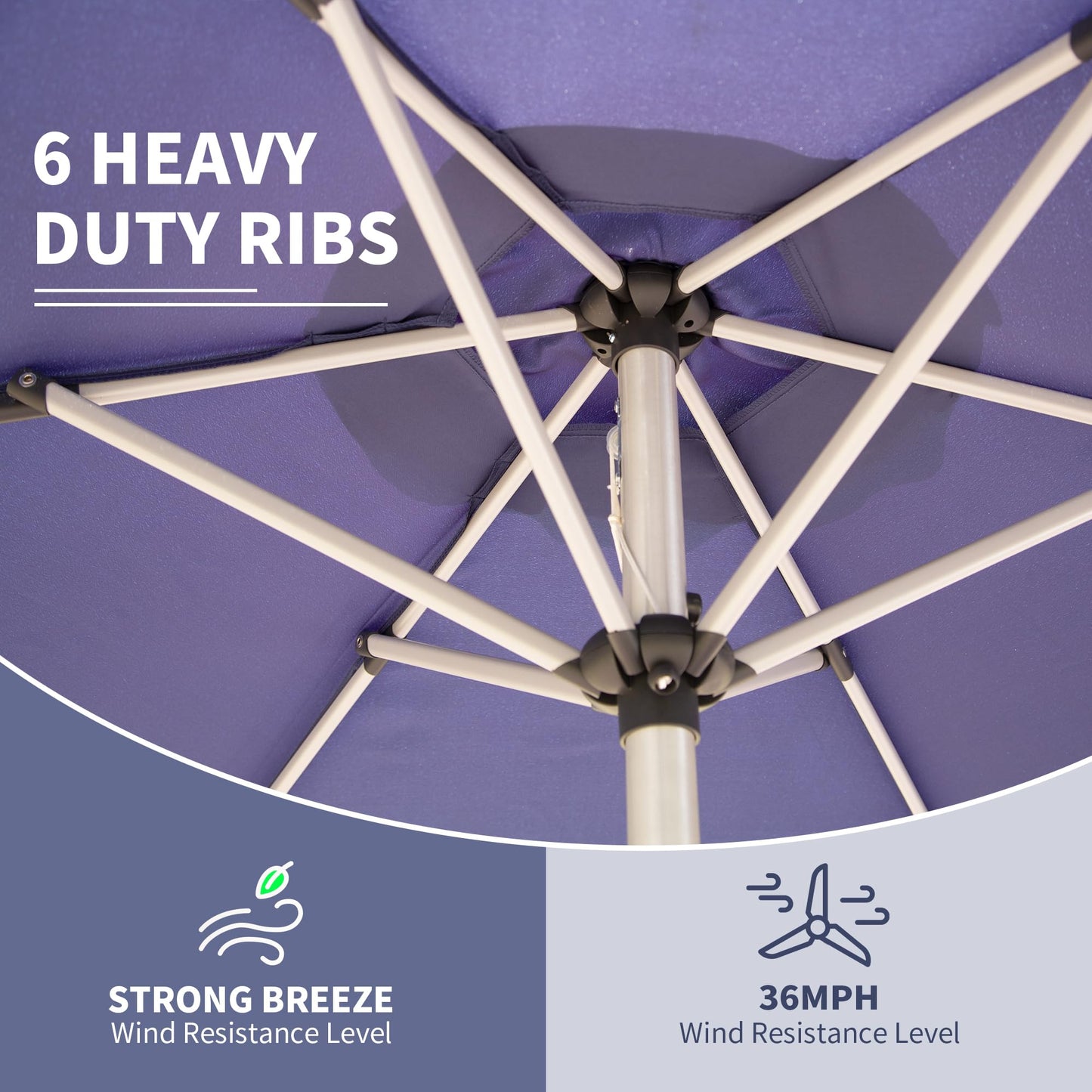 Purple patio umbrella frame with  heavy duty ribs