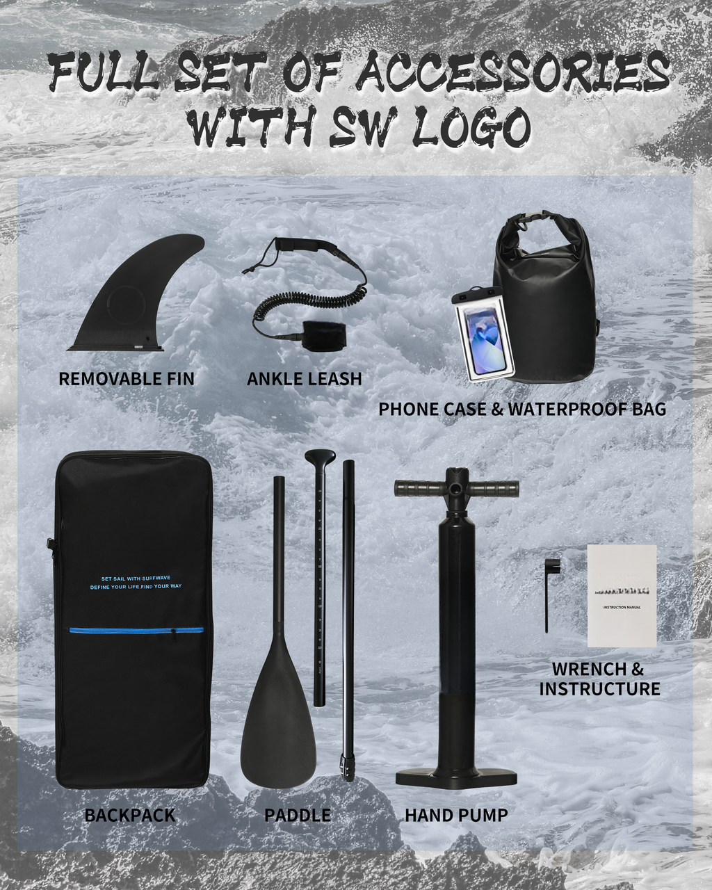 Black removable fin for paddleboards essential for stability and maneuverability