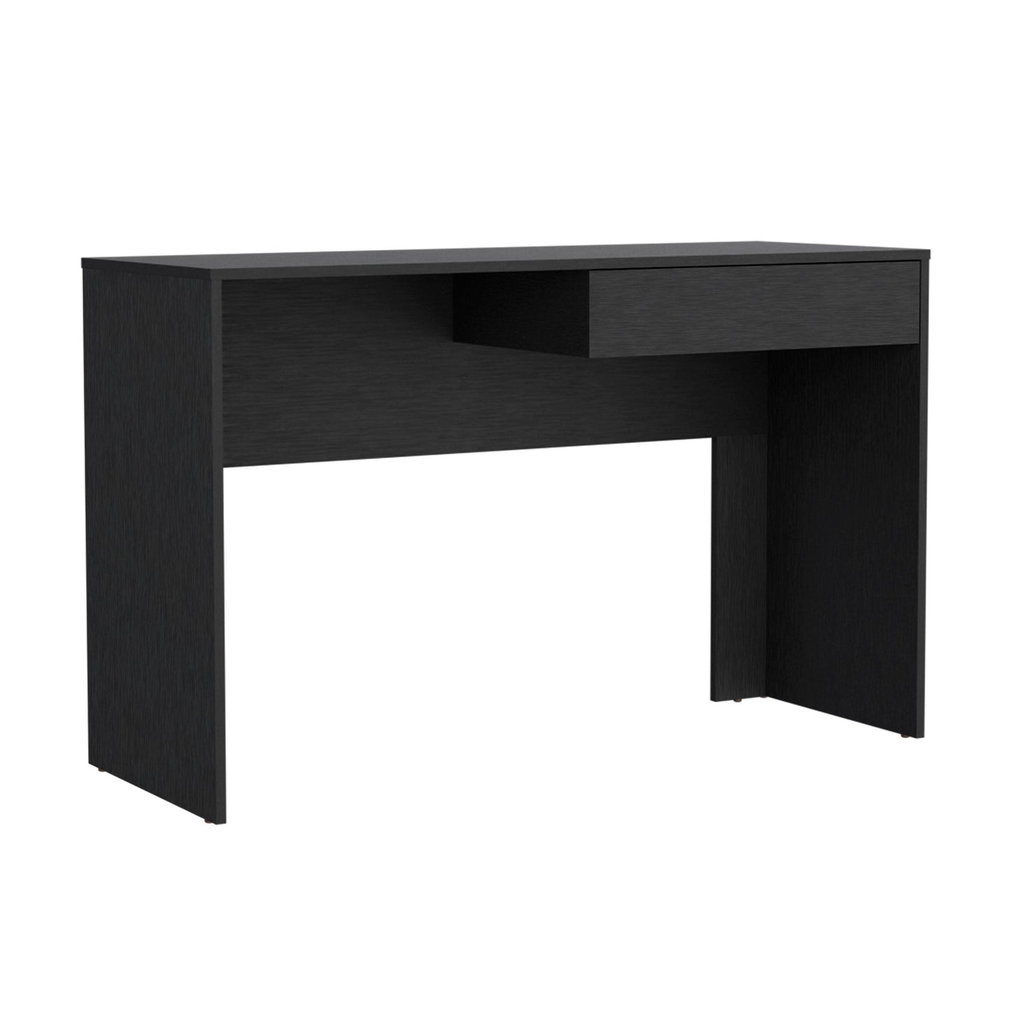 Sleek black modern console table with a single drawer perfect for entryways