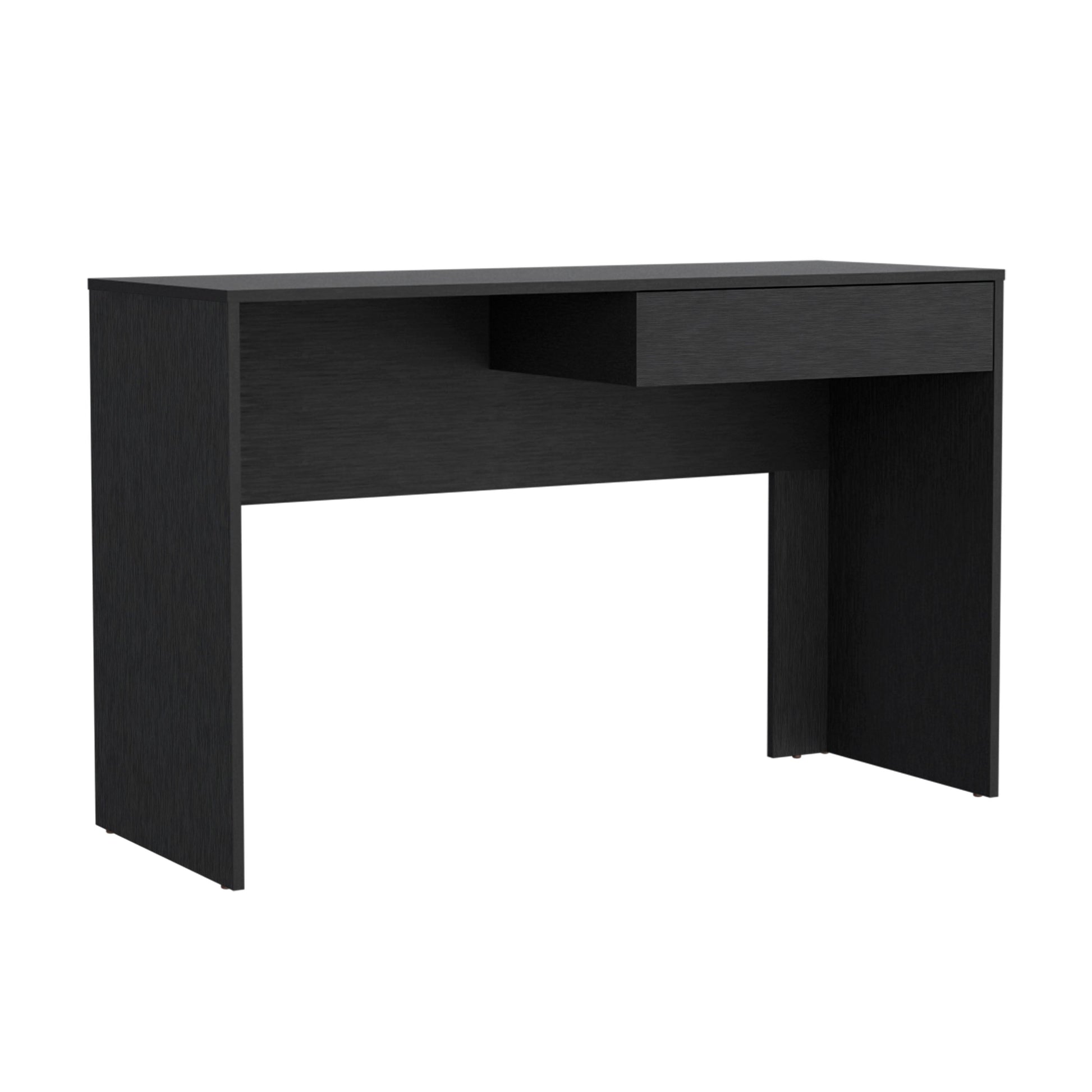 Sleek black modern console table with a single drawer perfect for entryways
