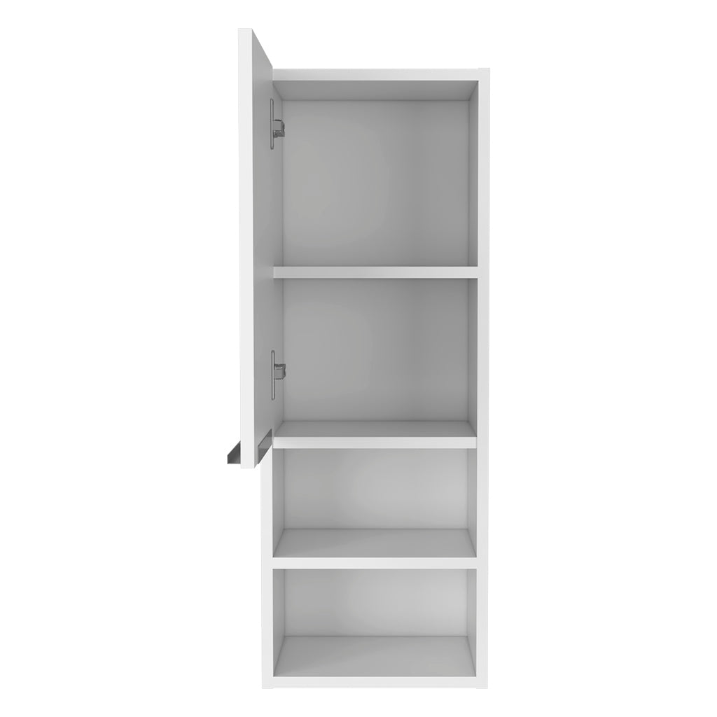 White open wall cabinet with four shelves modern minimalist design