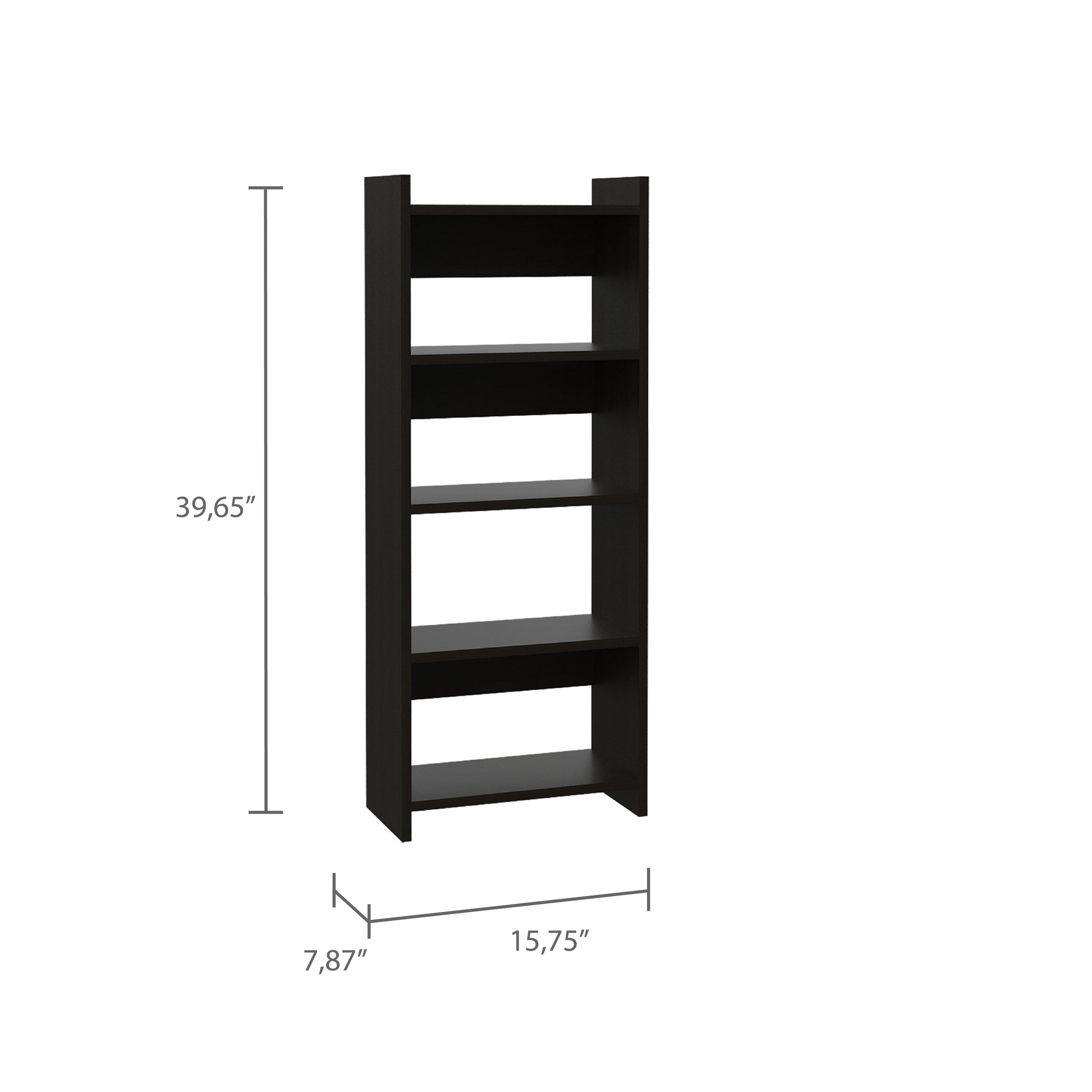Black modern fivetier narrow bookcase with open shelves  inches tall