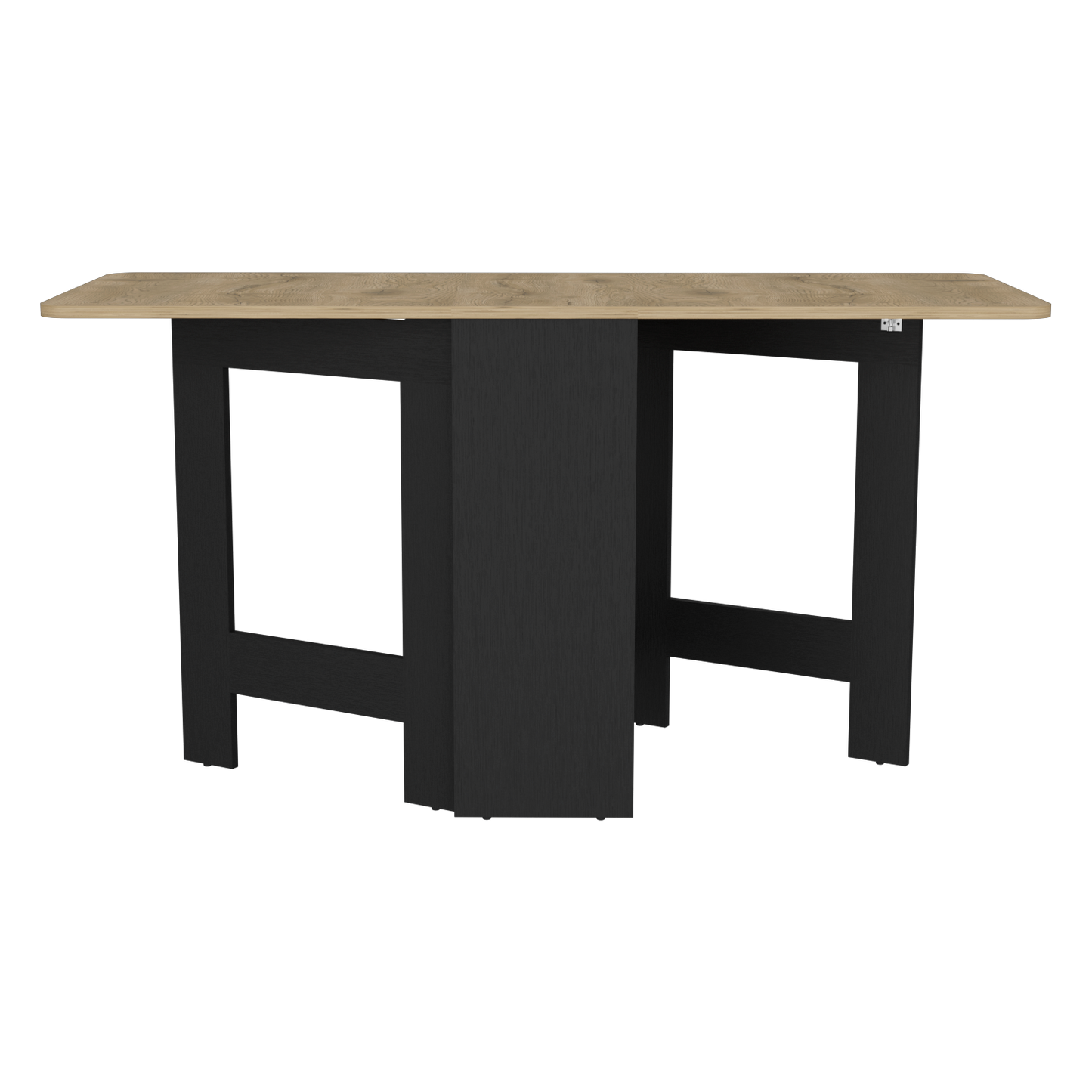 Modern console table with light oak wood top and black base perfect for entryways