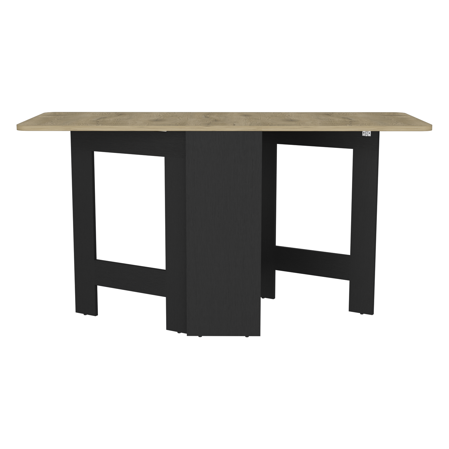 Modern console table with light oak wood top and black base perfect for entryways