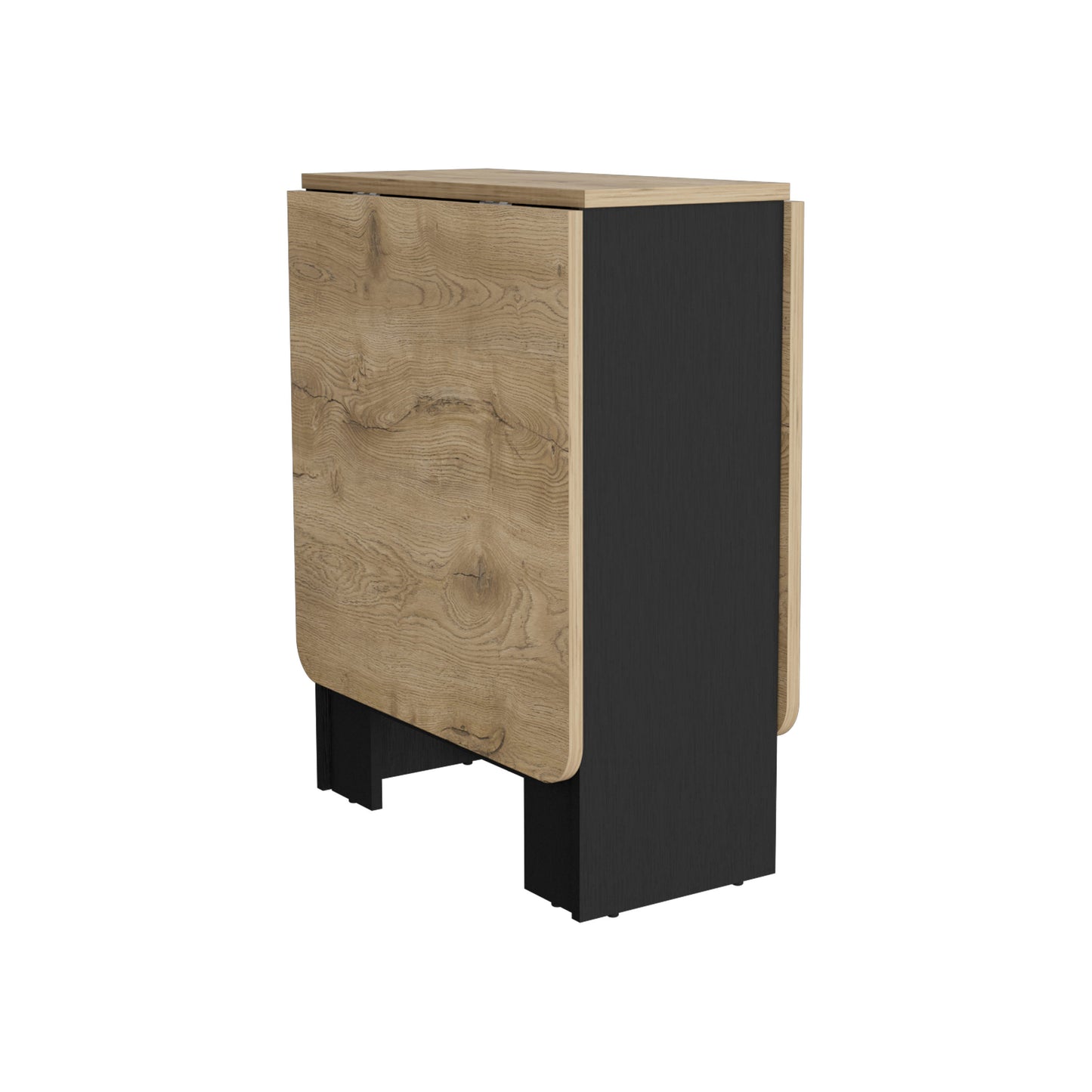 Foldable dining table with oak wood and black finish