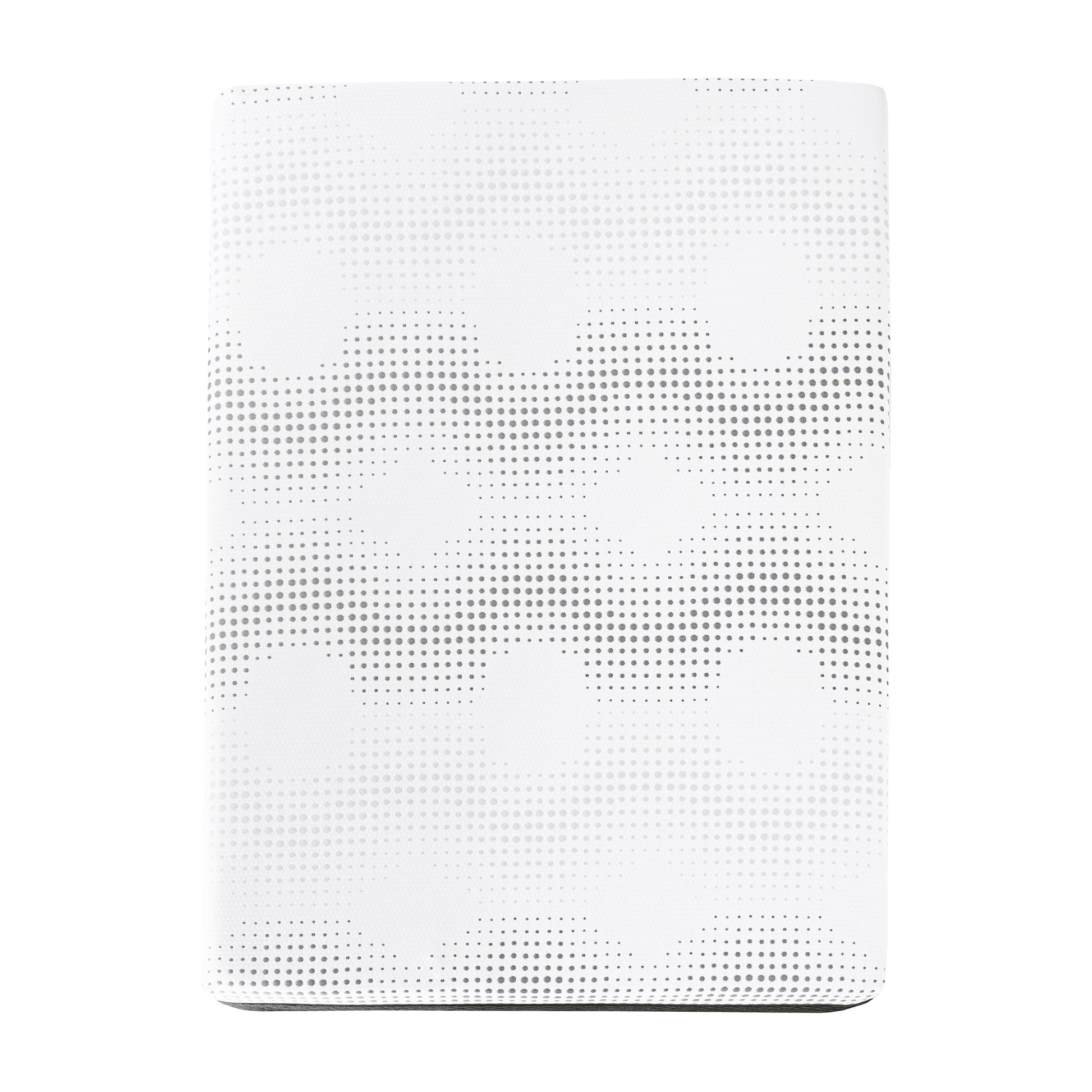 White modern wireless speaker with subtle grey dot pattern accents