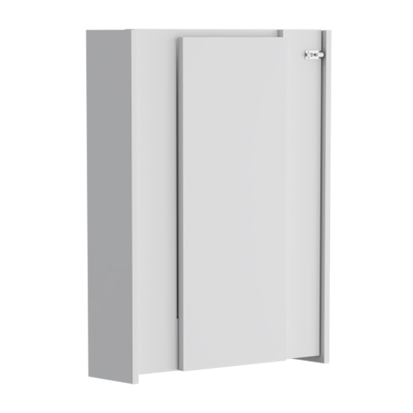 Sleek white vertical cabinet with a recessed door ideal for modern storage solutions