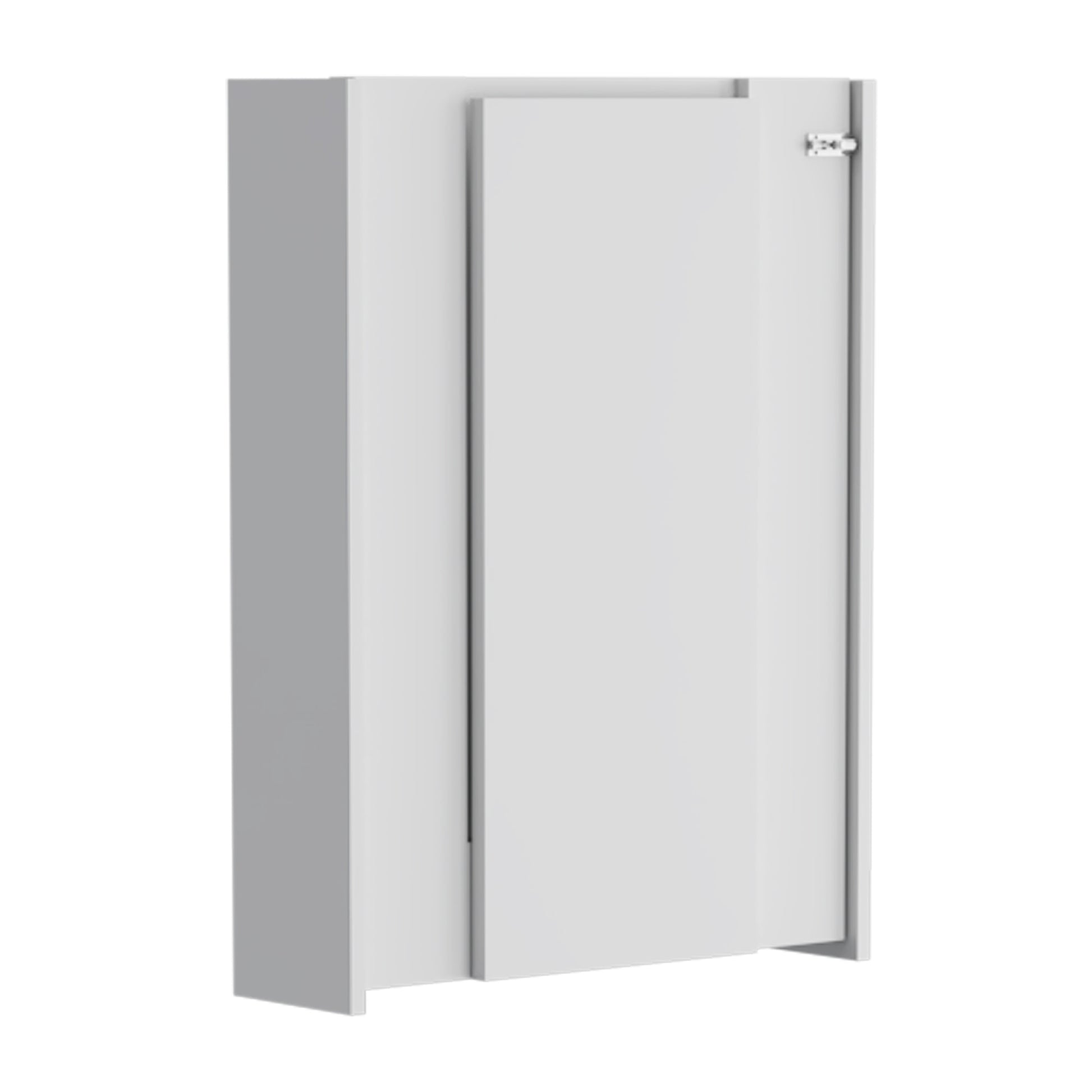 Sleek white vertical cabinet with a recessed door ideal for modern storage solutions