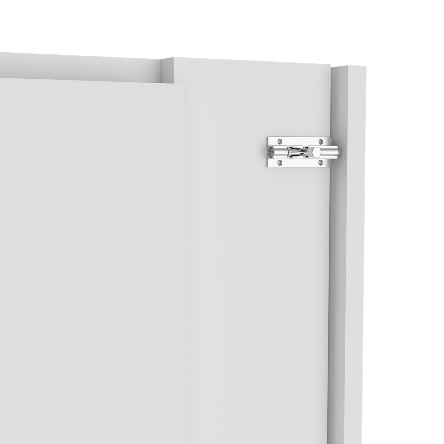 Polished chrome sliding bolt latch for secure cabinet door closure