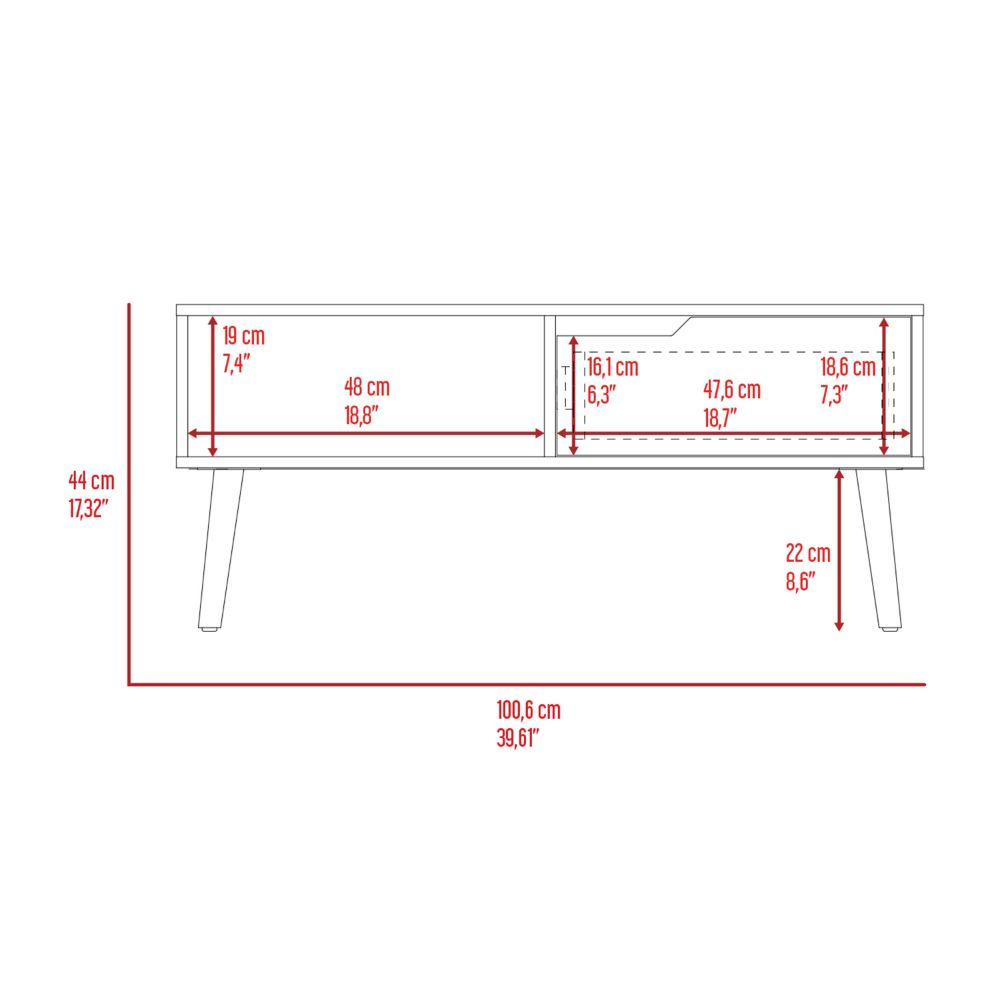 Diagram of a modern tv stand with dimensions cm wide