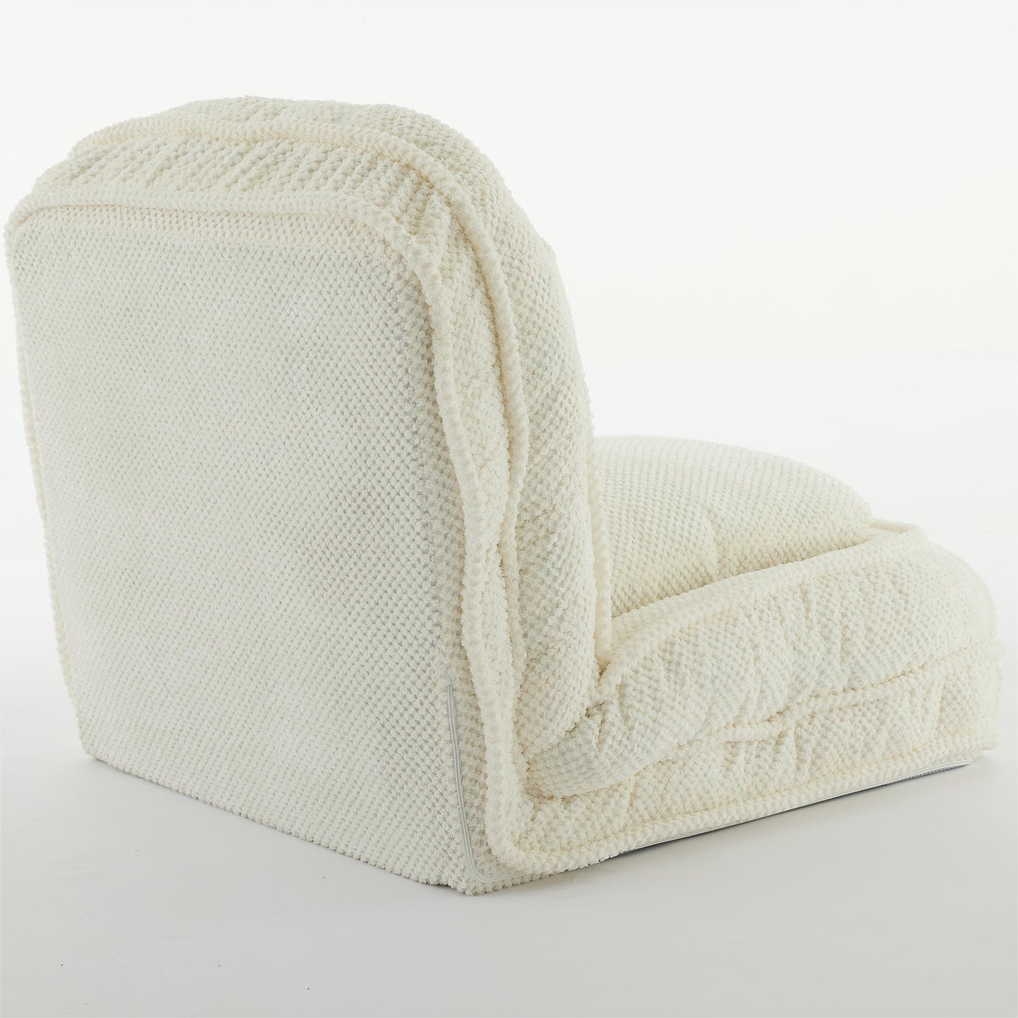 Plush cream boucle accent chair with rounded comfortable seat and backrest for modern living rooms