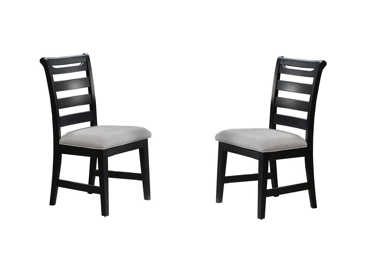 TREATLIFE HOME Set of 2 Modern Dining Chairs with Black Ladder Back Frame and Upholstered Cushion Seat Rubberwood Design