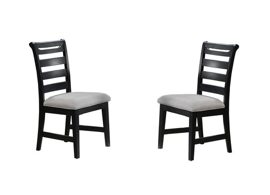 TREATLIFE HOME Set of 2 Modern Dining Chairs with Black Ladder Back Frame and Upholstered Cushion Seat Rubberwood Design