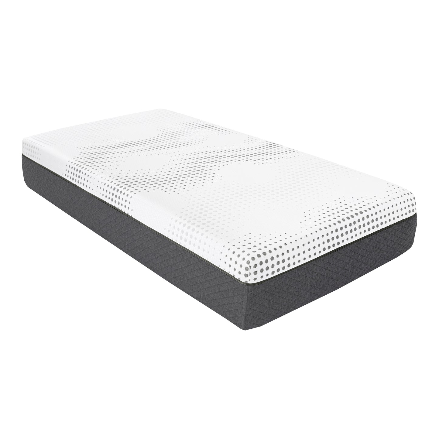 Modern white and gray queen mattress with dotted pattern  characters