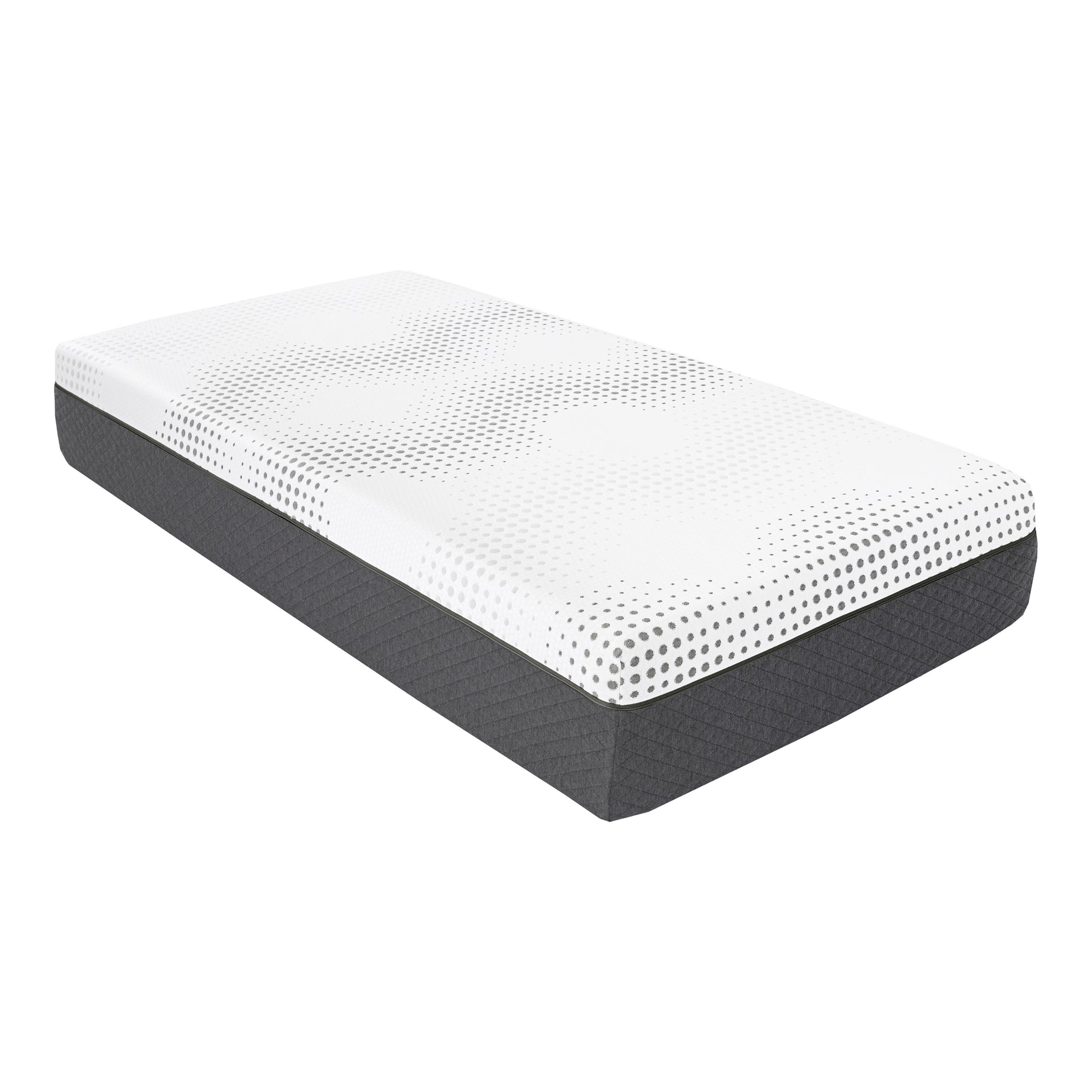 Modern white and gray queen mattress with dotted pattern  characters