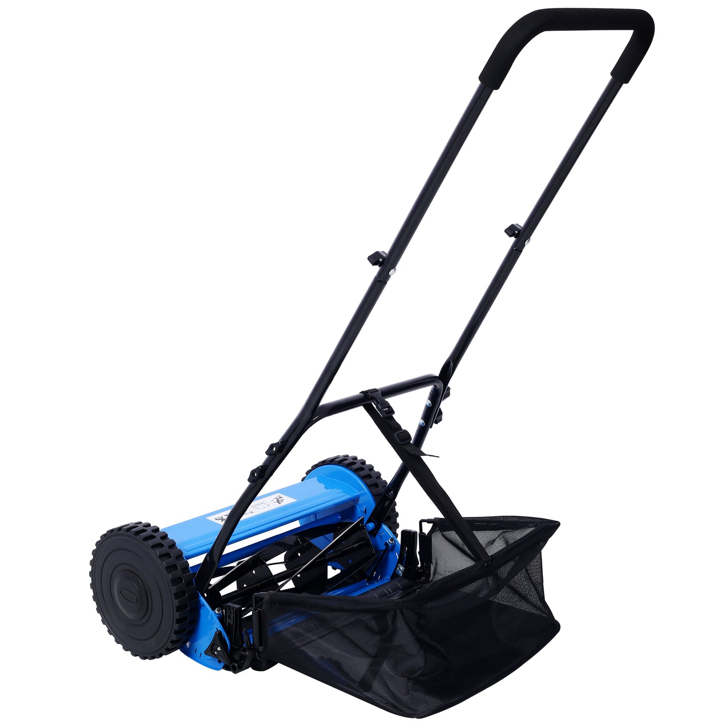Effortless Lawn Maintenance 14-Inch Push Reel Mower with Grass Catcher - Blue