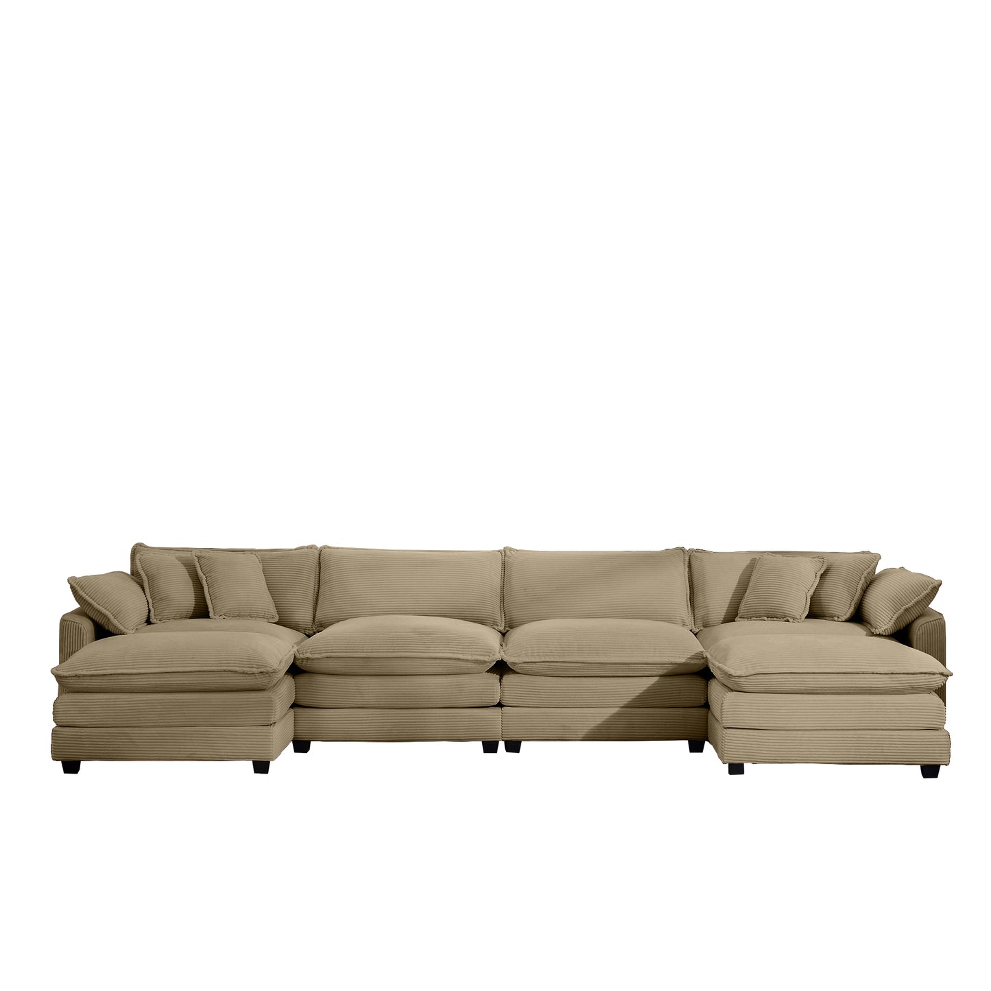 Large modular corduroy sofa in beige perfect for spacious living rooms