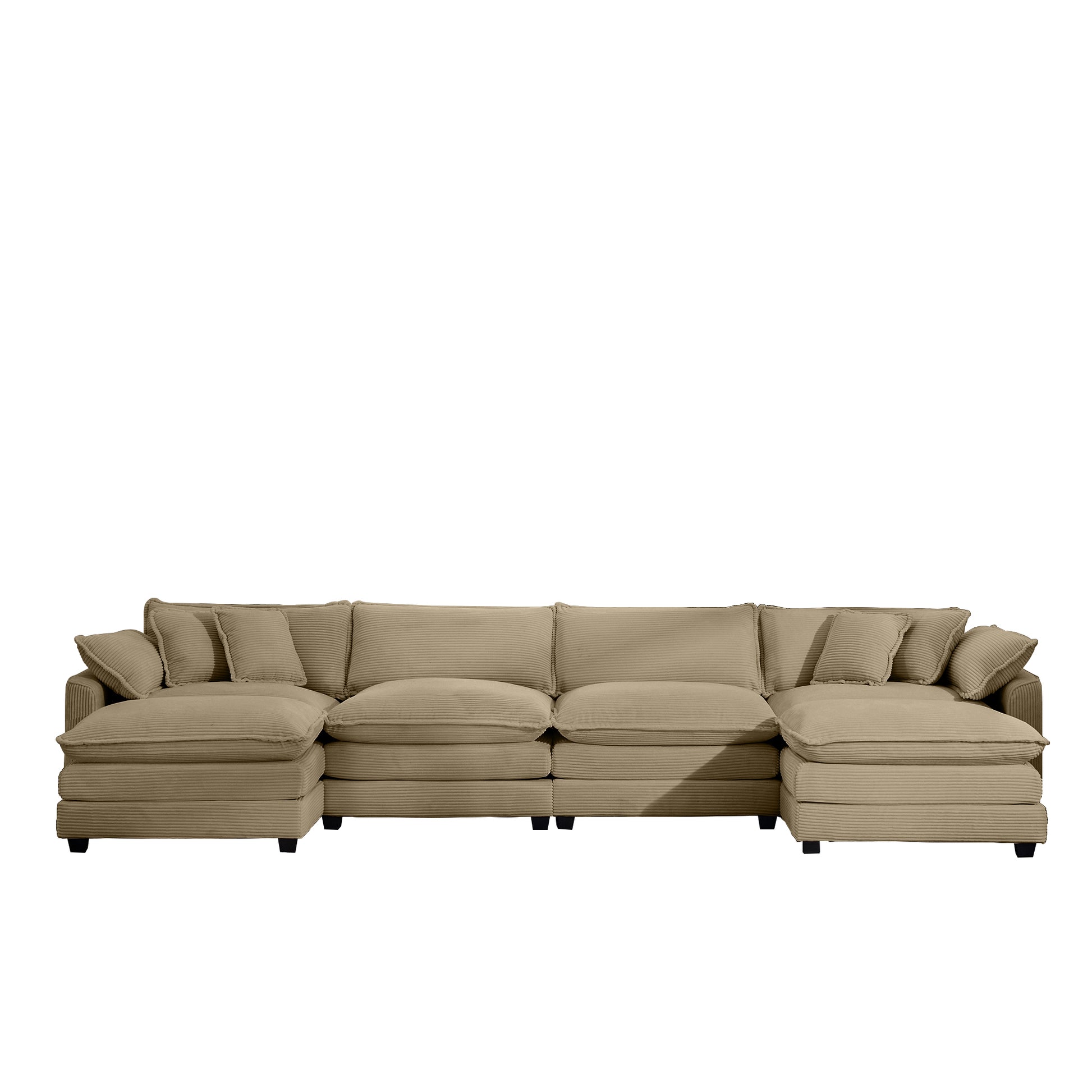 Large modular corduroy sofa in beige perfect for spacious living rooms