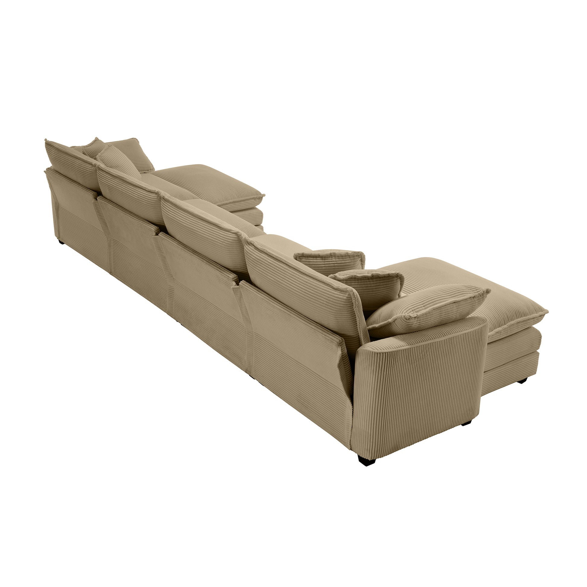 Beige corduroy sectional sofa with plush cushions perfect for modern living rooms