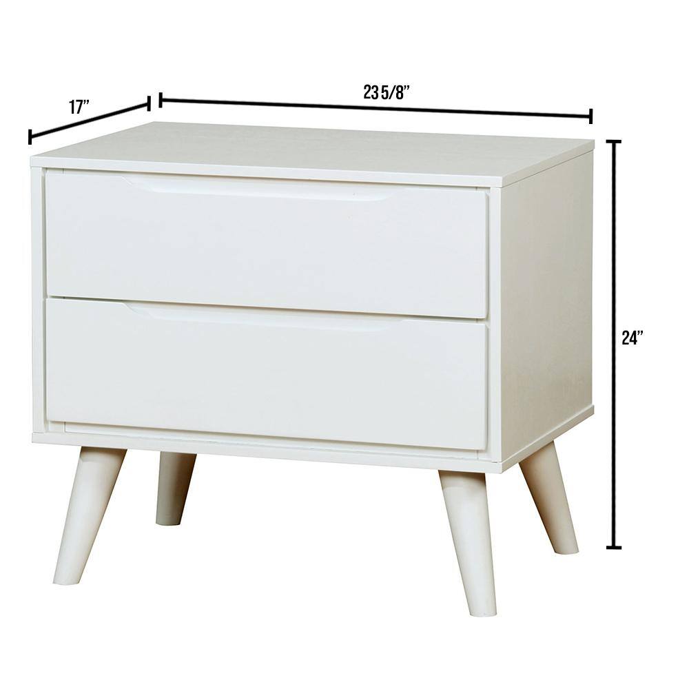 White twodrawer dresser with tapered legs   W x  D x  H