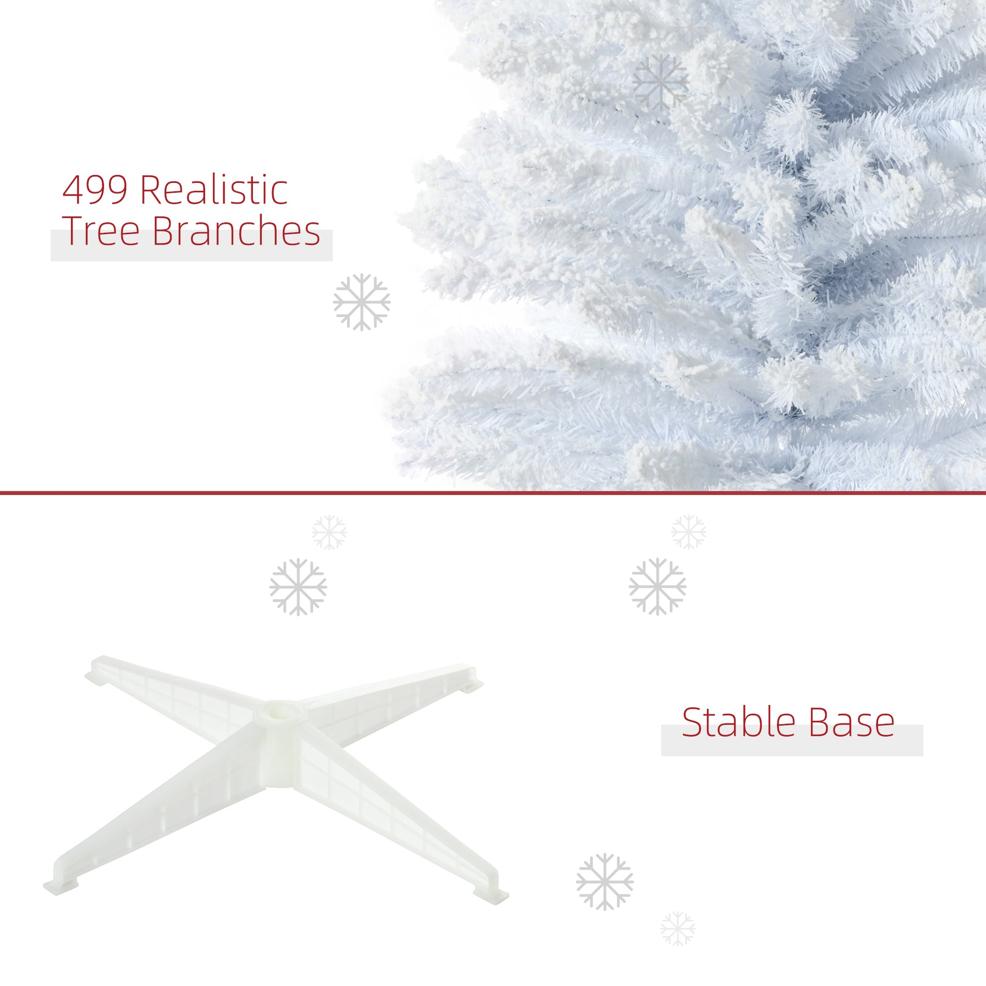 Flocked white artificial Christmas tree with  realistic branches perfect for holiday decor