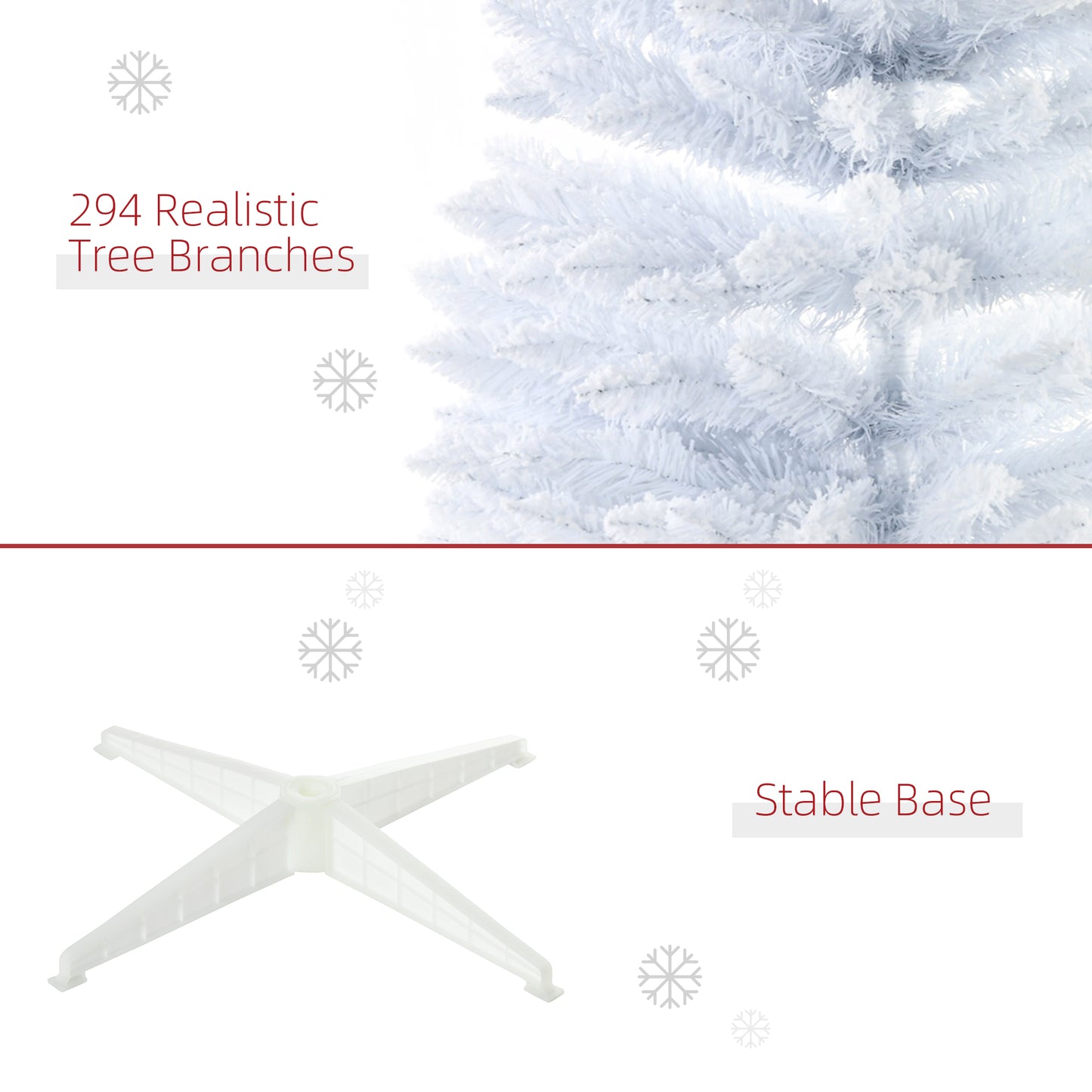 White Christmas tree with  realistic branches and flocked tips