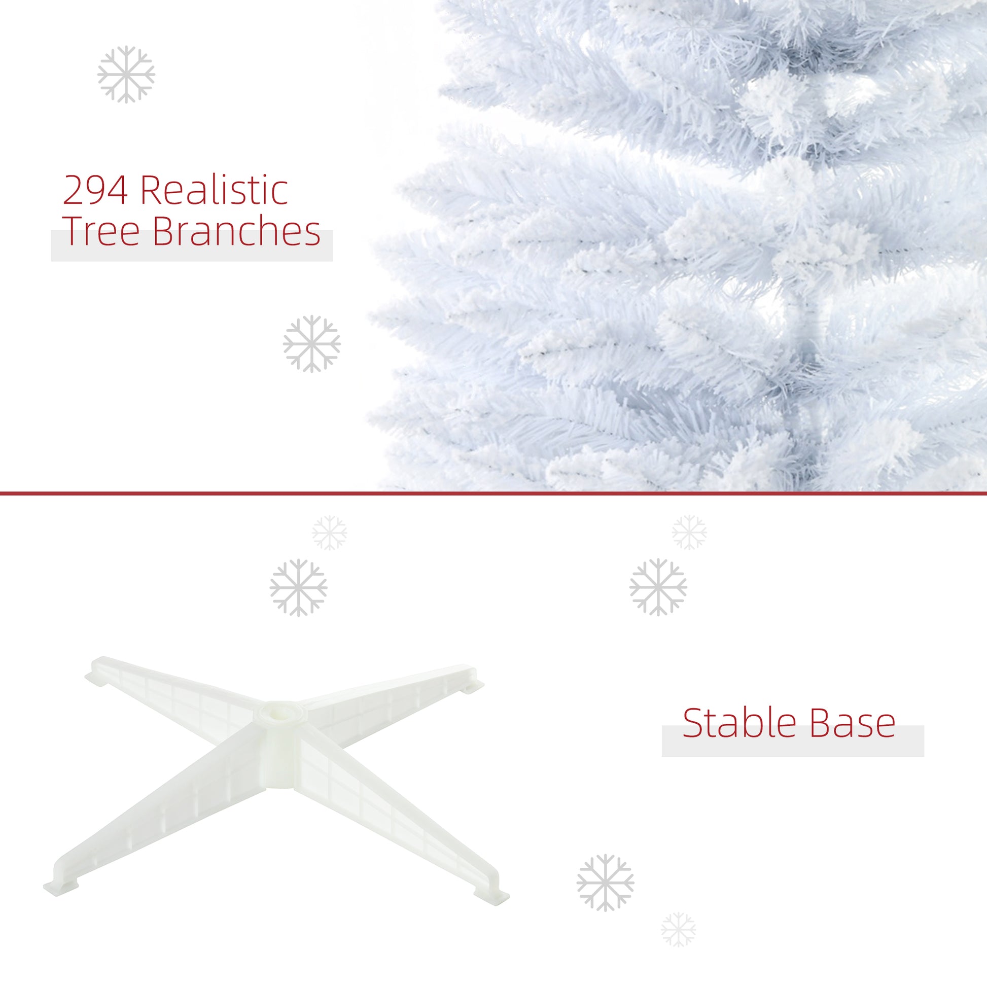 White Christmas tree with  realistic branches and flocked tips