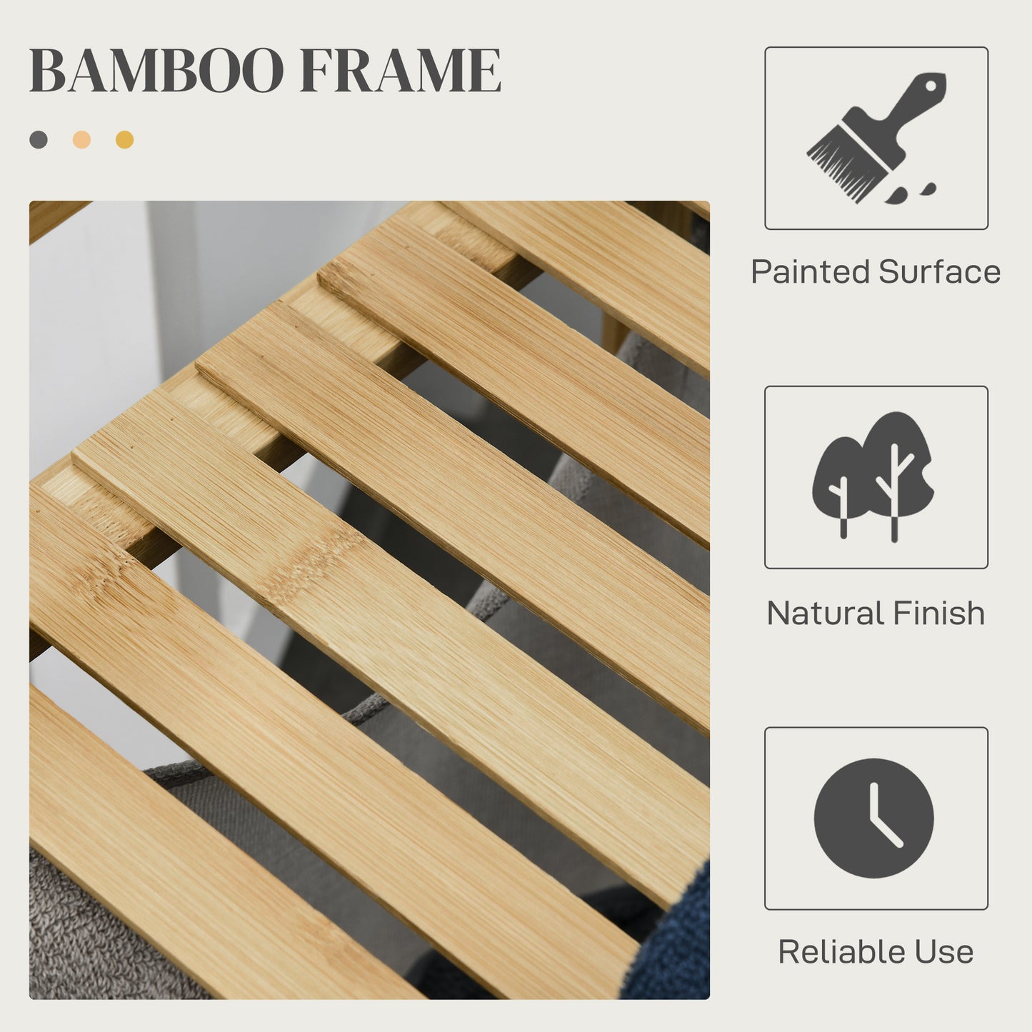 Closeup of a natural bamboo frame with horizontal slats ideal for furniture construction