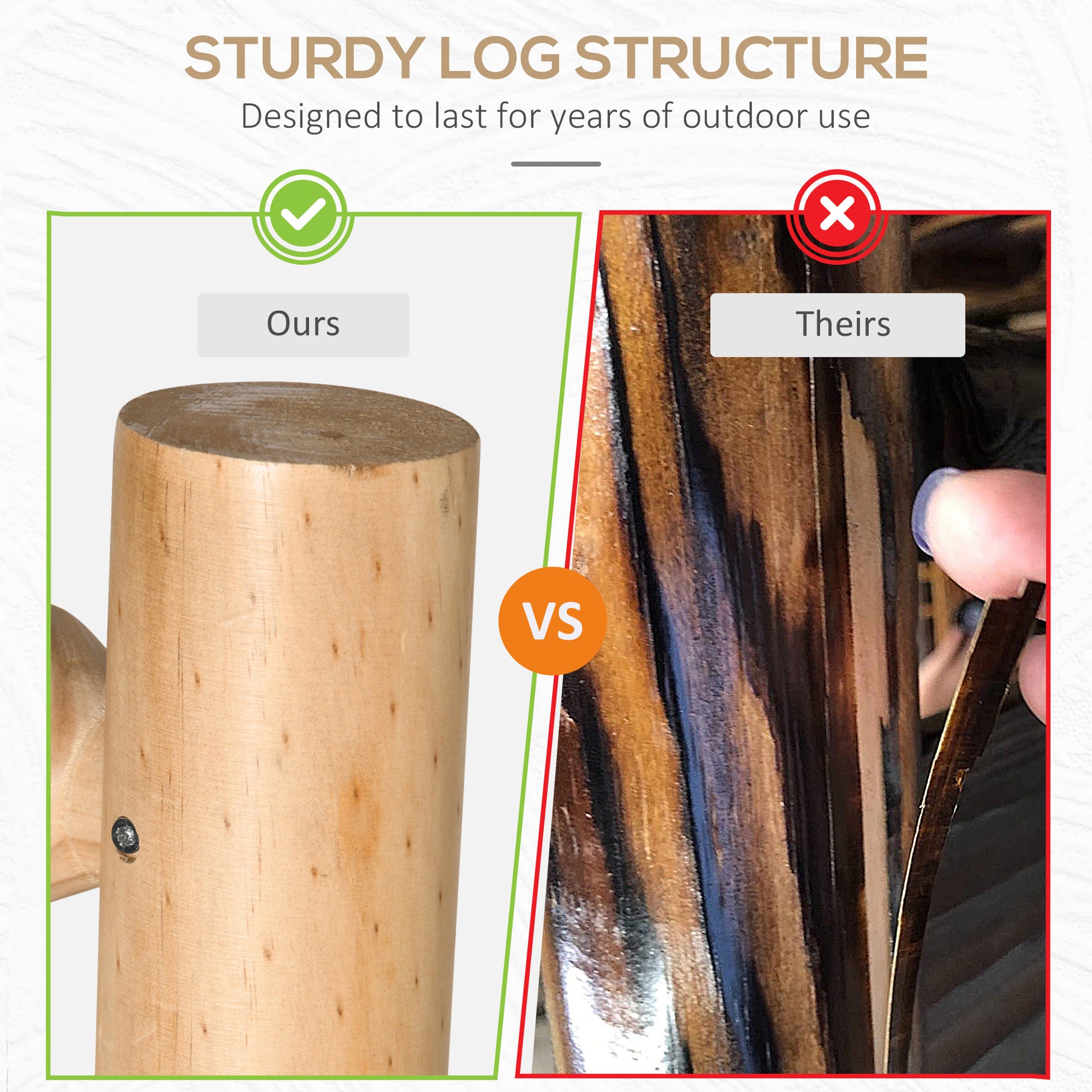 Unfinished natural wood log with visible knots and grain