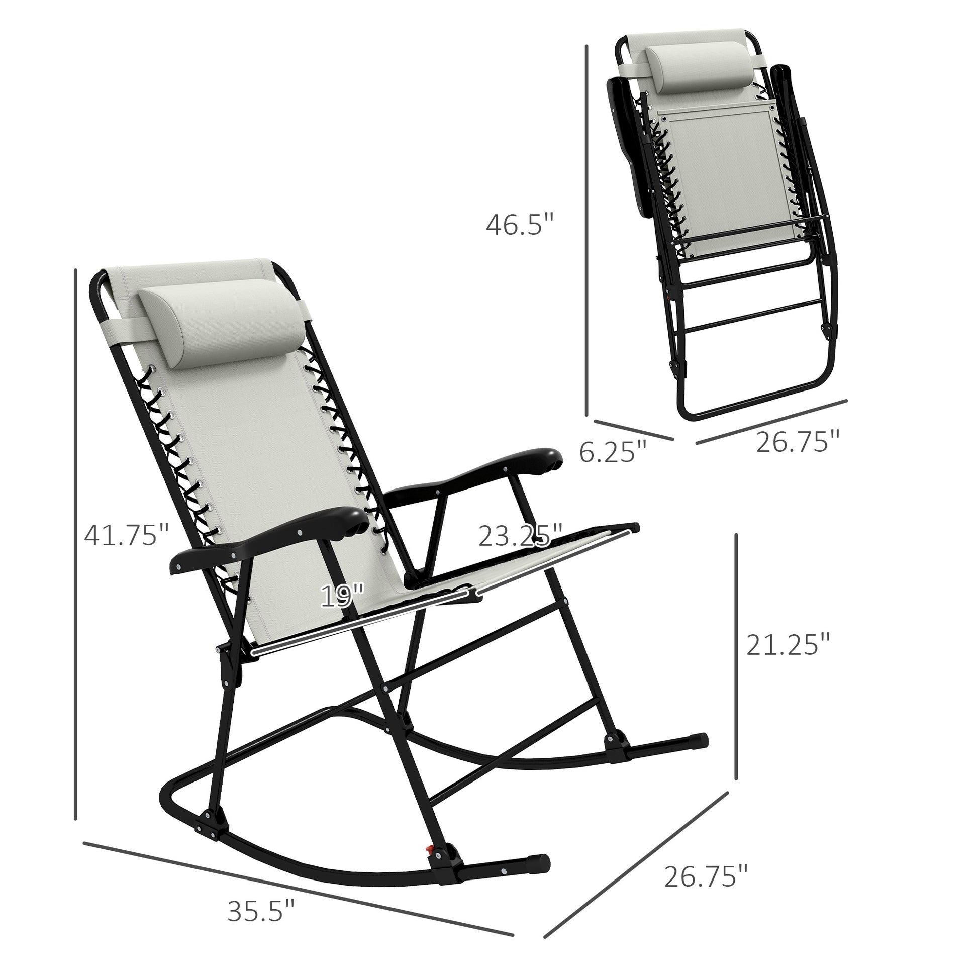 Light gray zero gravity chair with padded headrest and black frame