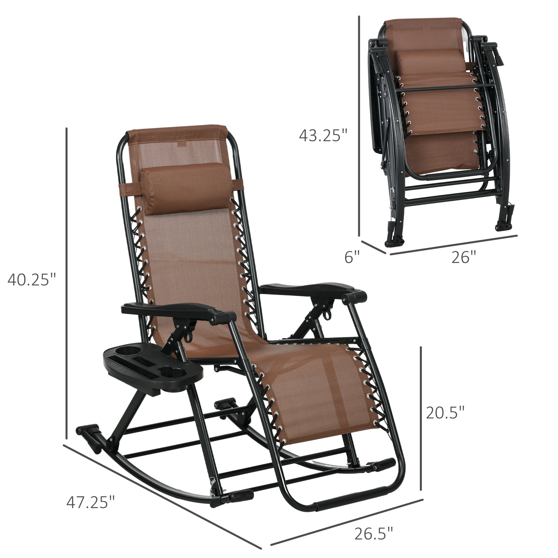 Brown zero gravity chair with cup holder and pillow Perfect for patio relaxation