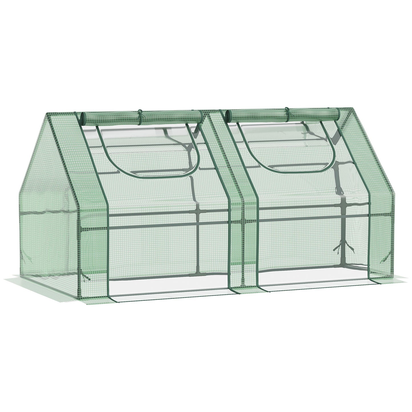Twotier green mini greenhouse with rollup doors ideal for small gardens