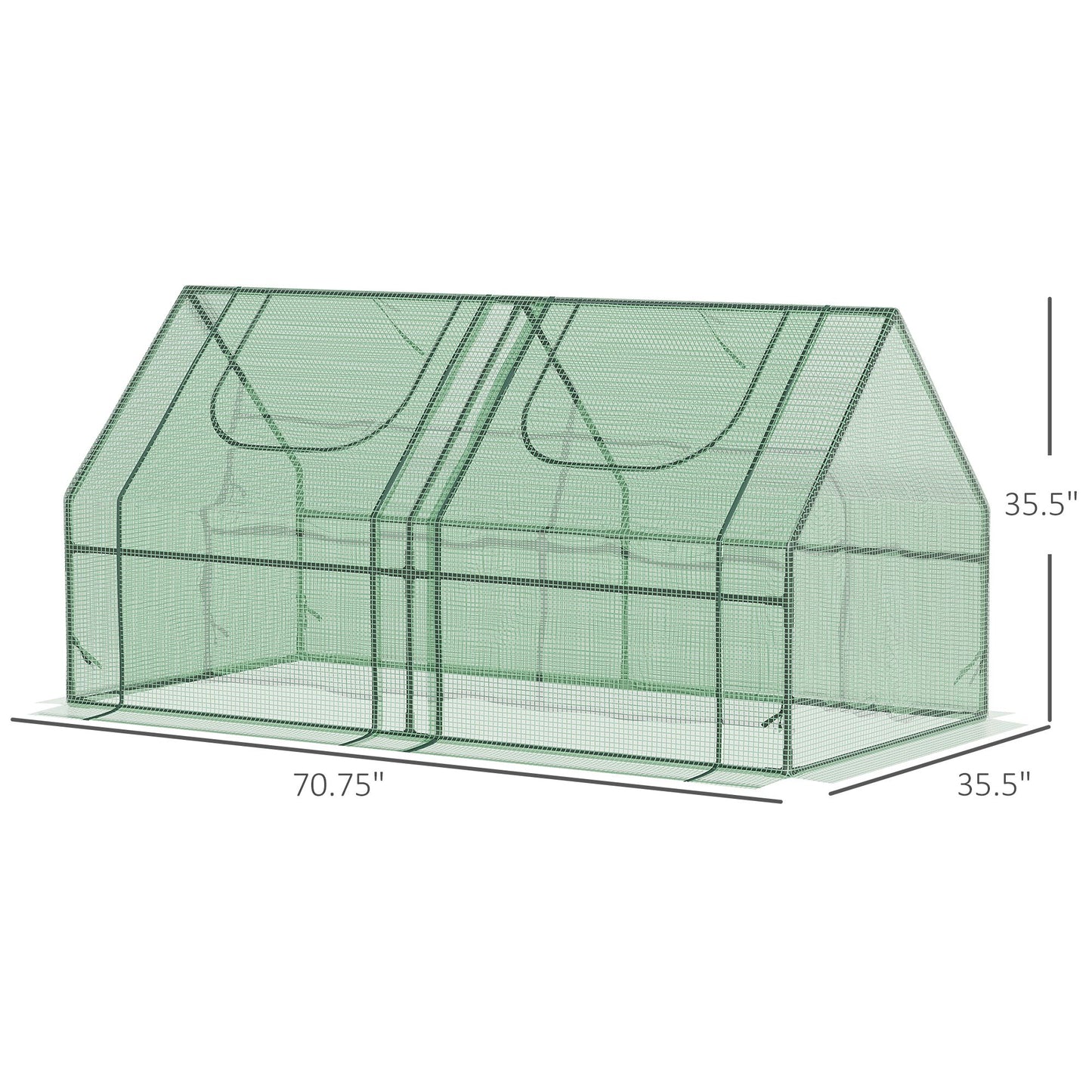 Green tunnel greenhouse with double doors  L x  W x  H for garden plants