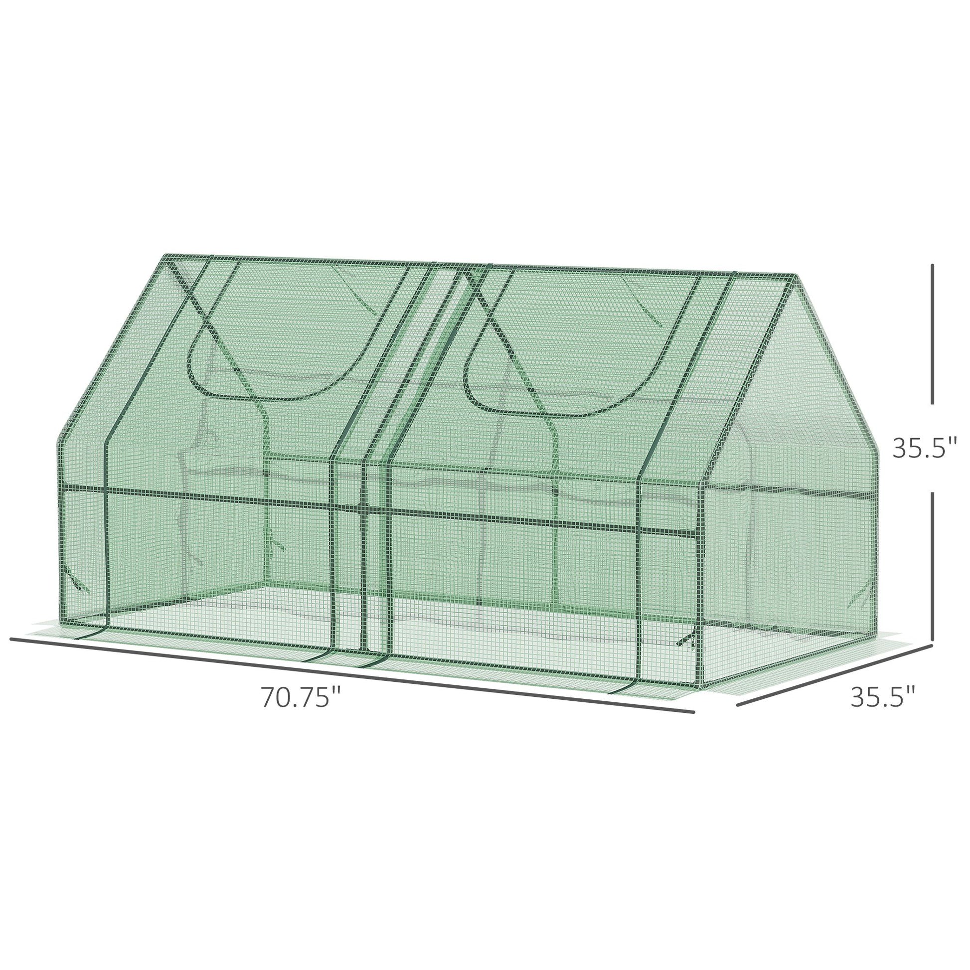Green tunnel greenhouse with double doors  L x  W x  H for garden plants