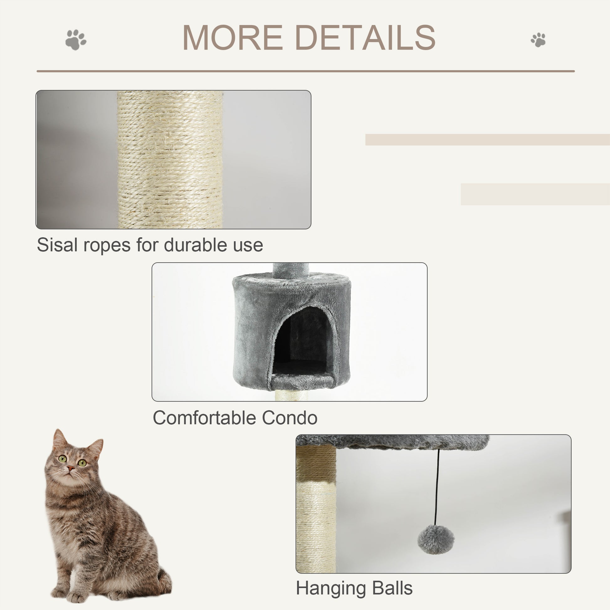 Closeup of durable sisal rope wrapping around a cat tree post